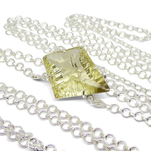 64ct Kite Shape Yellow Phantom Citrine Body Chain Pendant set in Sterling Silver - Skyjems Wholesale Gemstones