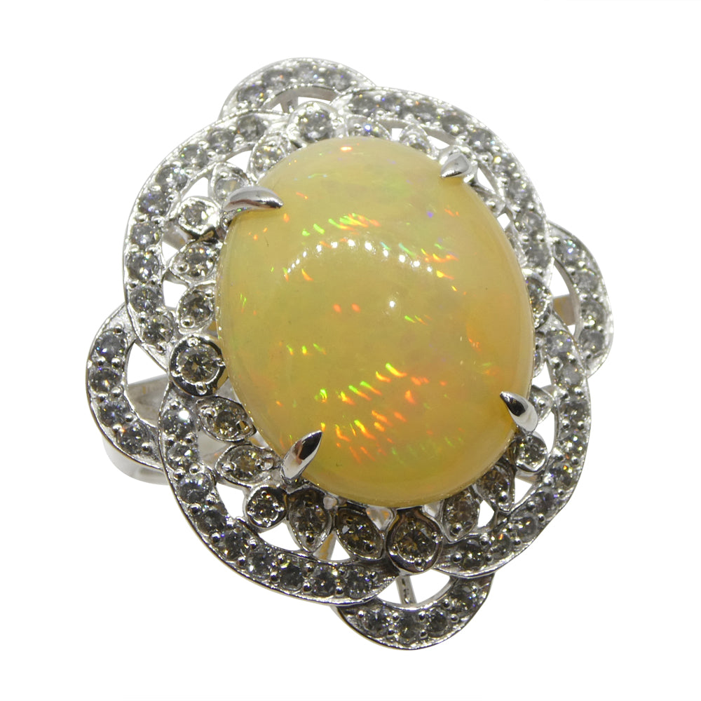 5.55ct Opal, Diamond Ballerina Cocktail Ring set in Platinum - Skyjems Wholesale Gemstones