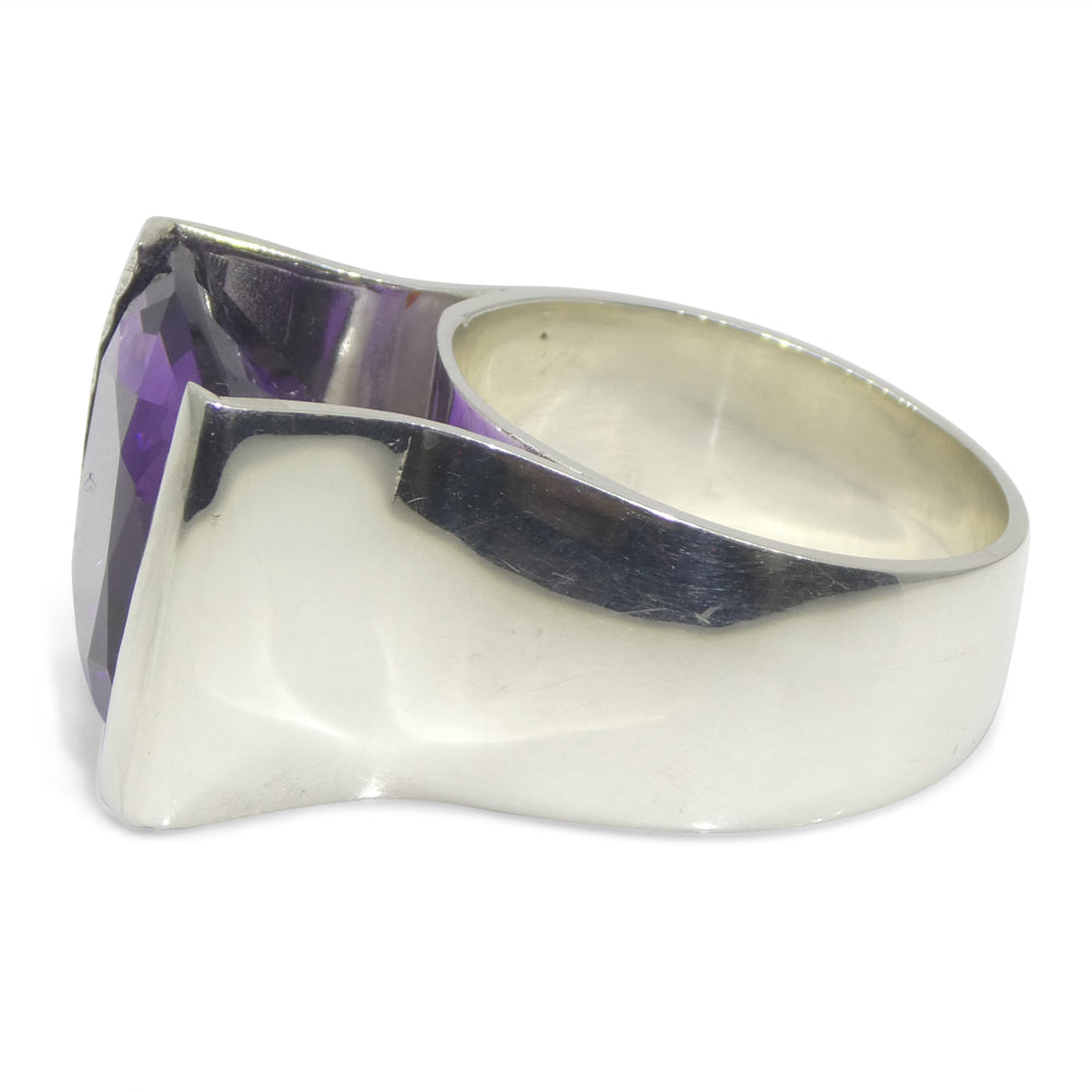 19.53ct Cushion Purple Amethyst Statement Ring set in Sterling Silver - Skyjems Wholesale Gemstones