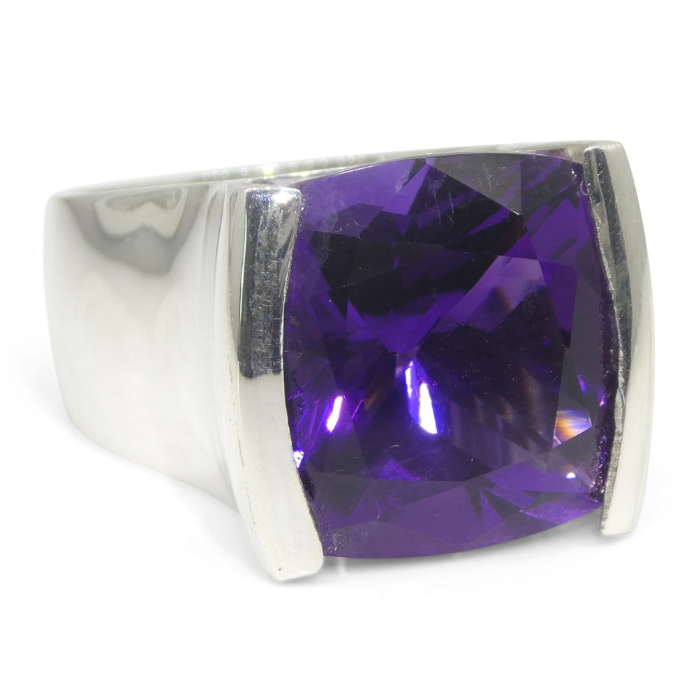 19.53ct Cushion Purple Amethyst Statement Ring set in Sterling Silver - Skyjems Wholesale Gemstones