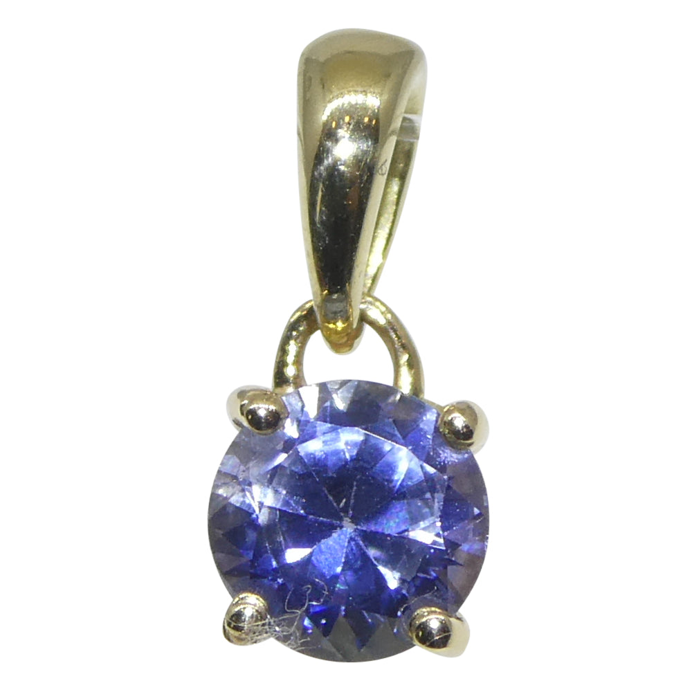 0.61ct Round Blue Sapphire Pendant set in 14k Yellow Gold - Skyjems Wholesale Gemstones
