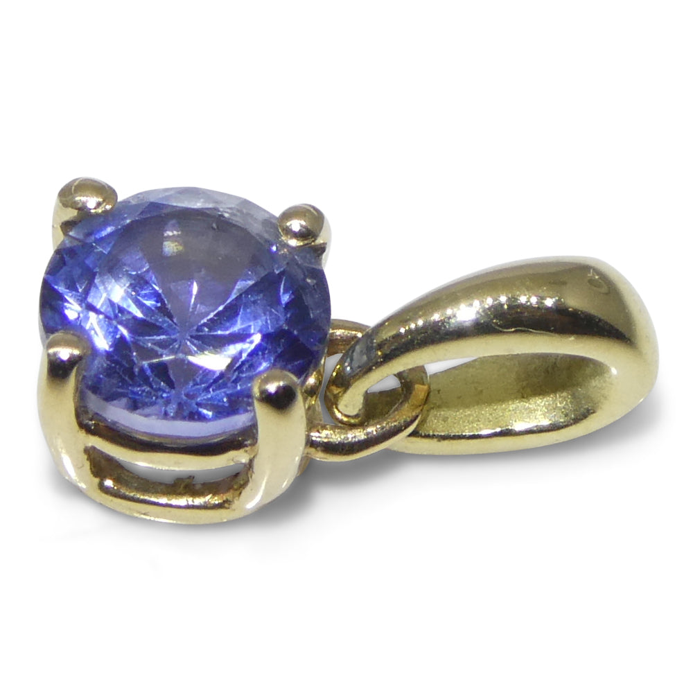 0.61ct Round Blue Sapphire Pendant set in 14k Yellow Gold - Skyjems Wholesale Gemstones