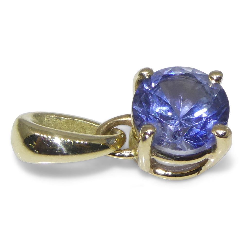 0.61ct Round Blue Sapphire Pendant set in 14k Yellow Gold - Skyjems Wholesale Gemstones