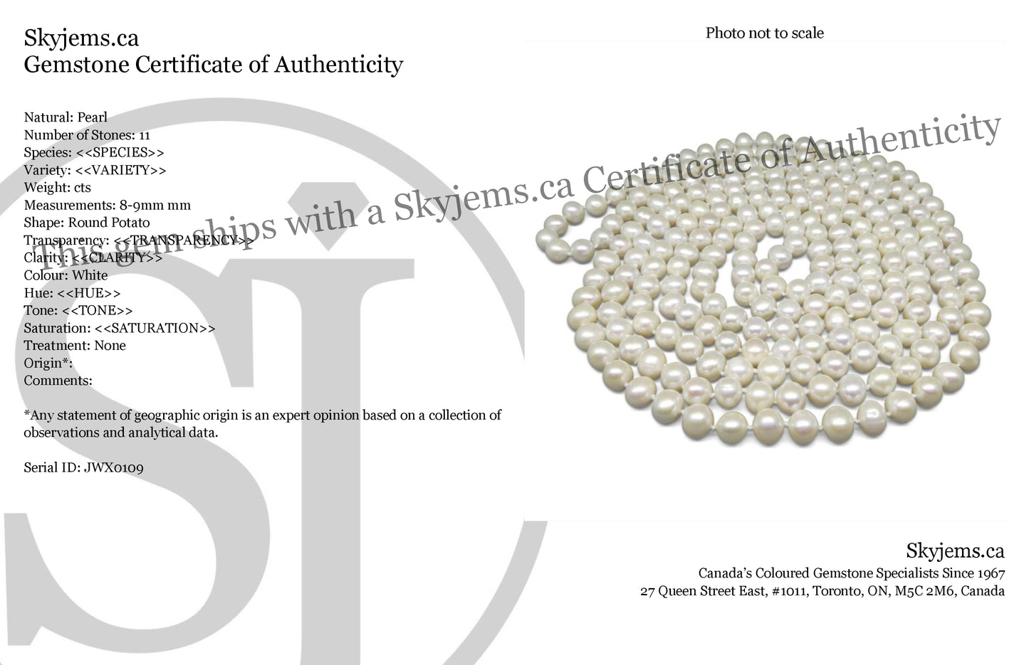 8-9mm White Freshwater Pearl Necklace 2.5x Opera Length - Skyjems Wholesale Gemstones