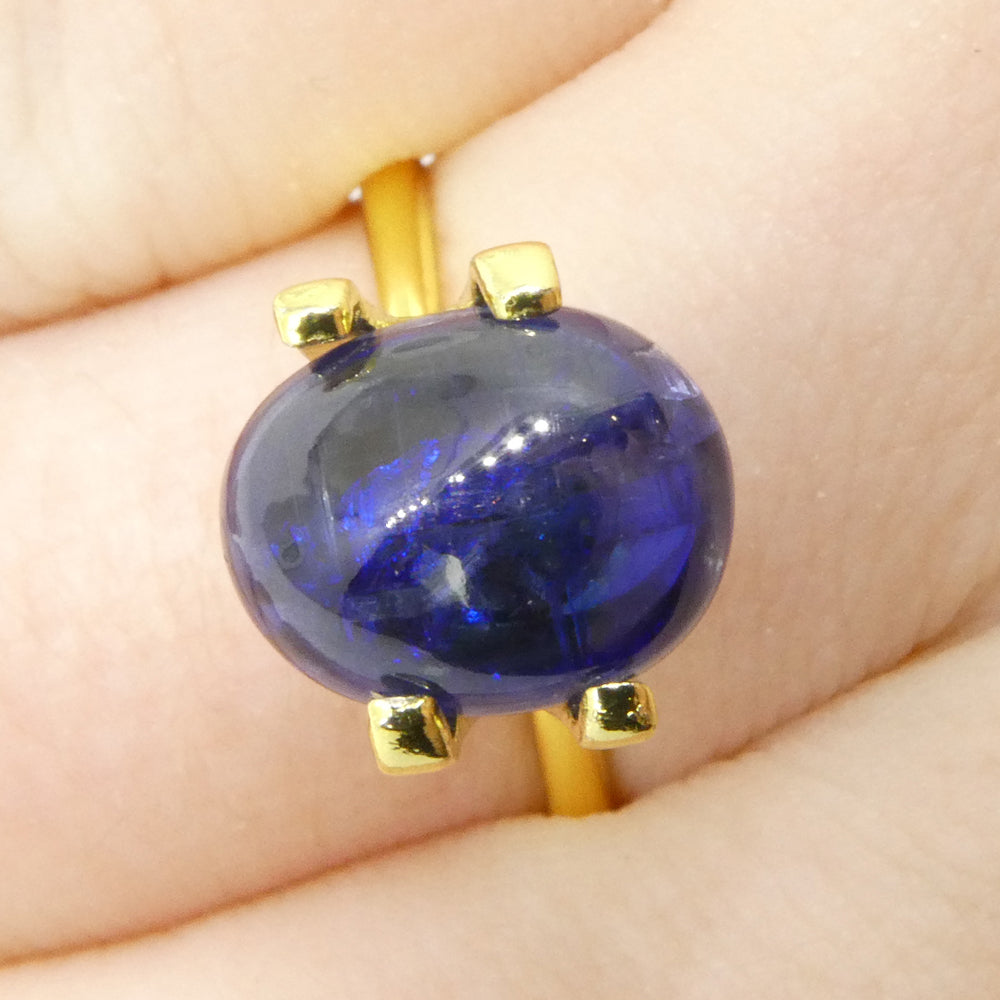 3.8ct Blue Kyanite Oval Cabochon from Brazil, premium single gemstone by SkyJems Canadian gem specialists