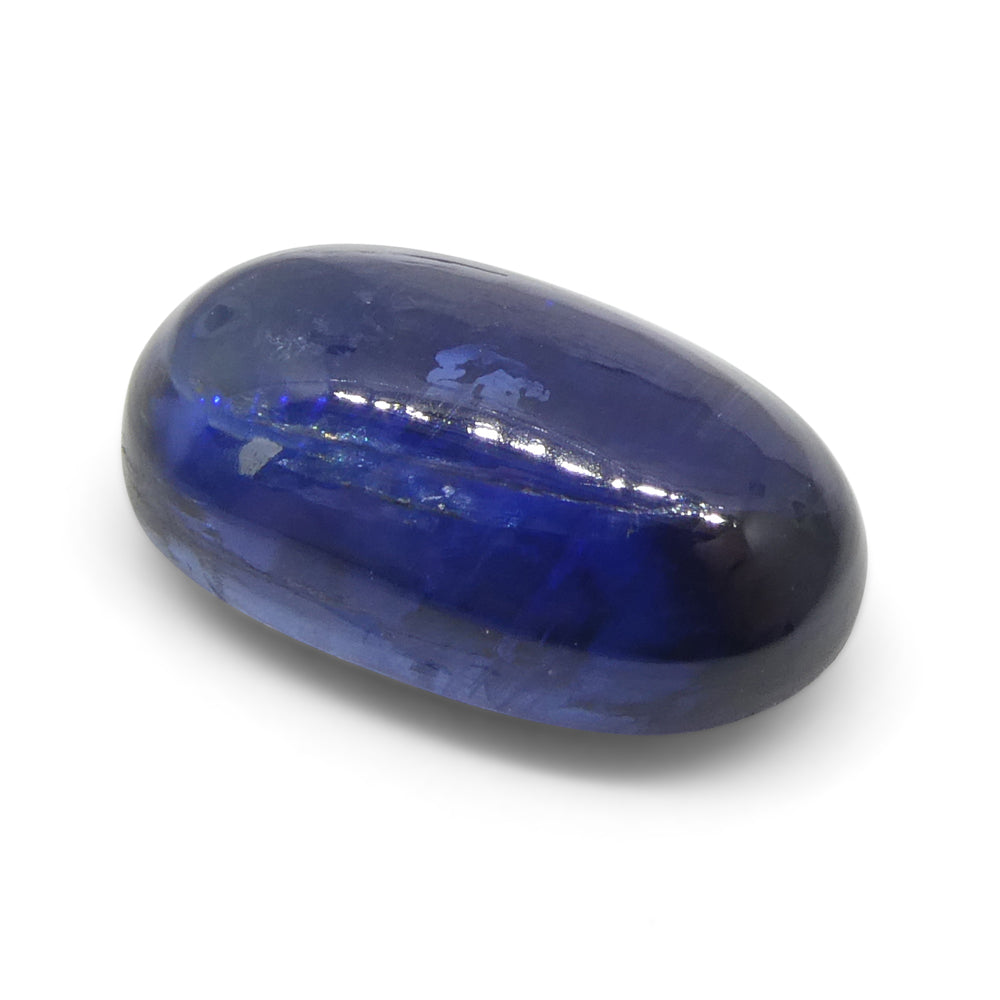 5.33ct Blue Kyanite Oval Cabochon from Brazil, rare medium-dark blue gemstone by SkyJems Canadian gem experts