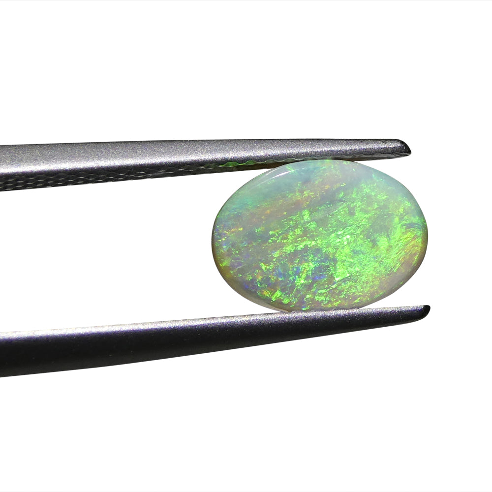 1.52ct White Opal Cabochon from Australia with Play of Color, premium single gemstone by SkyJems Canadian gem specialists