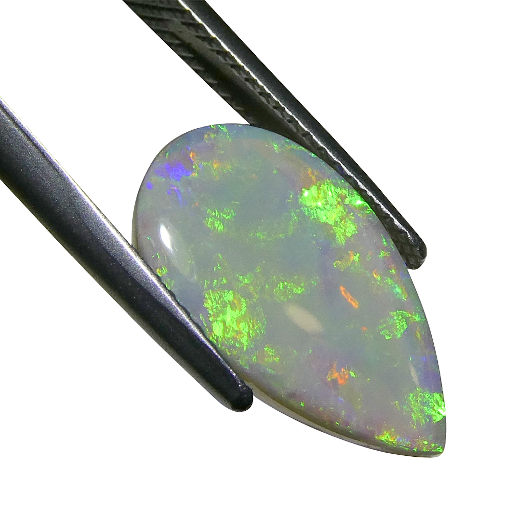 3.69ct Gray Australian Pear Cabochon Opal with Play of Color from SkyJems Gemstones