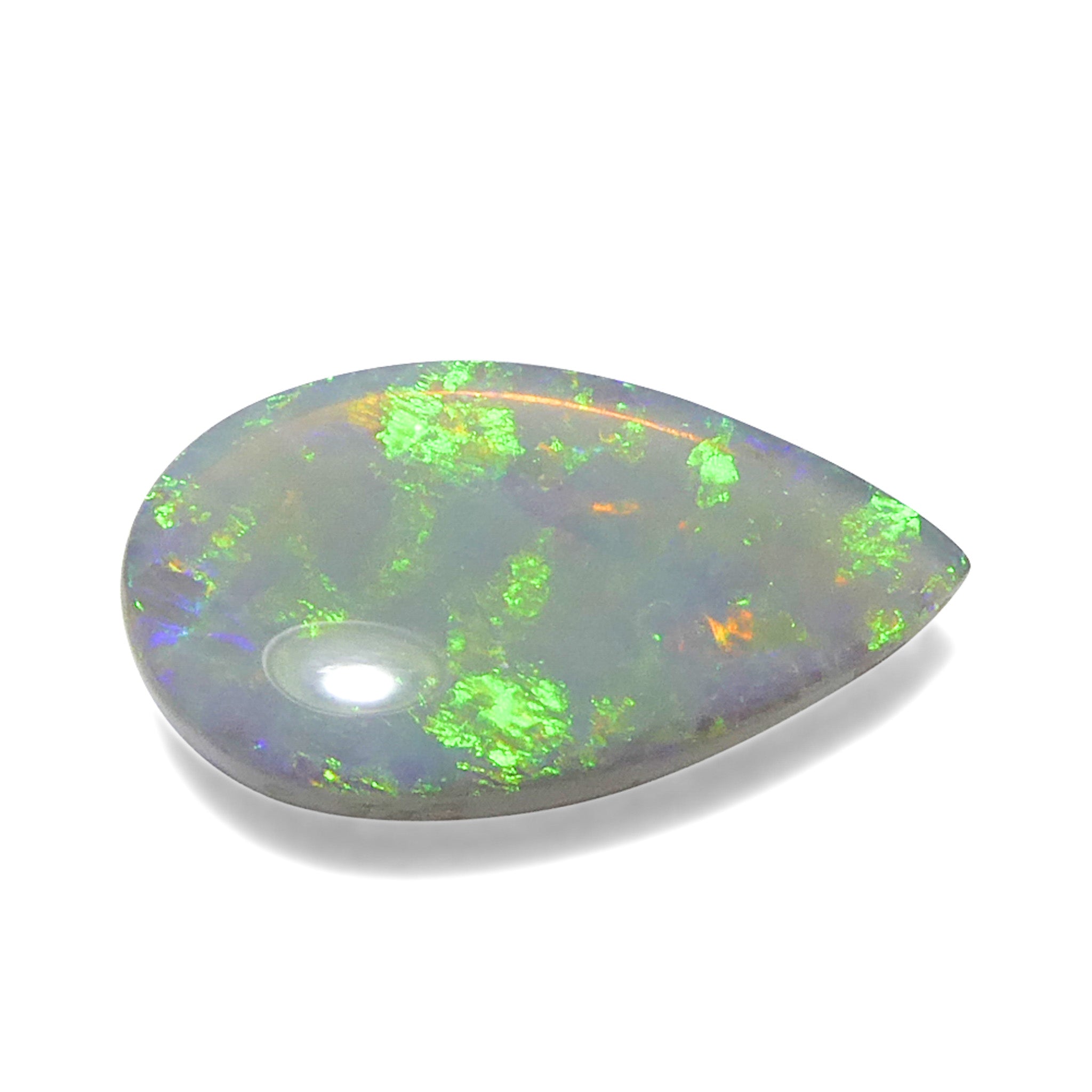 3.69ct Gray Australian Pear Cabochon Opal with Play of Color from SkyJems Gemstones