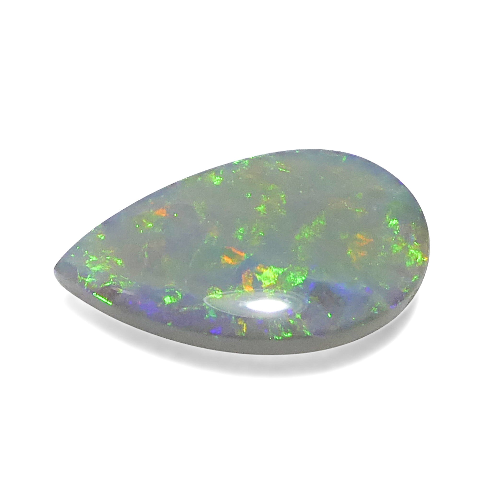 3.69ct Gray Australian Pear Cabochon Opal with Play of Color from SkyJems Gemstones
