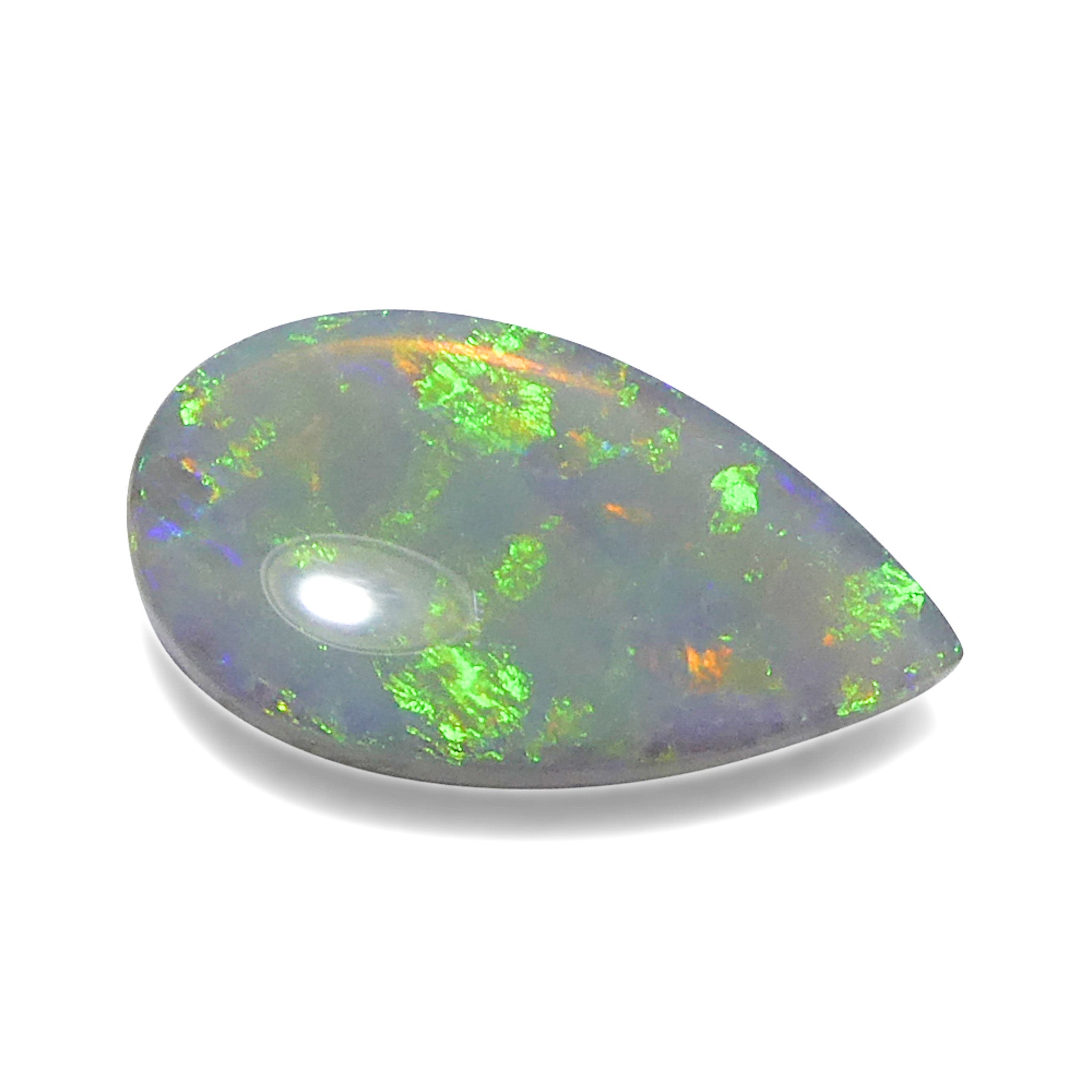 3.69ct Gray Australian Pear Cabochon Opal with Play of Color from SkyJems Gemstones Canada