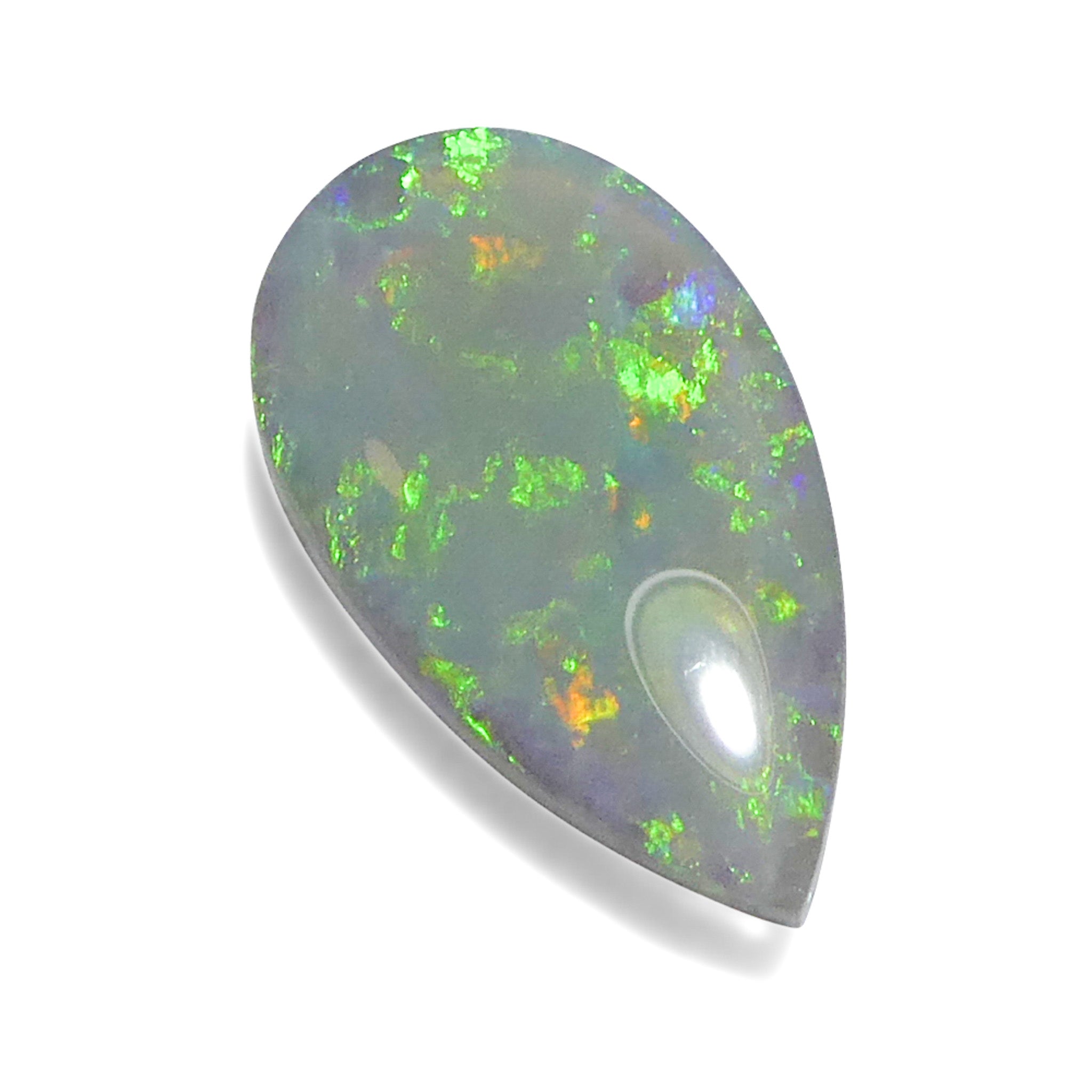 3.69ct Gray Australian Pear Cabochon Opal with Play of Color from SkyJems Gemstones
