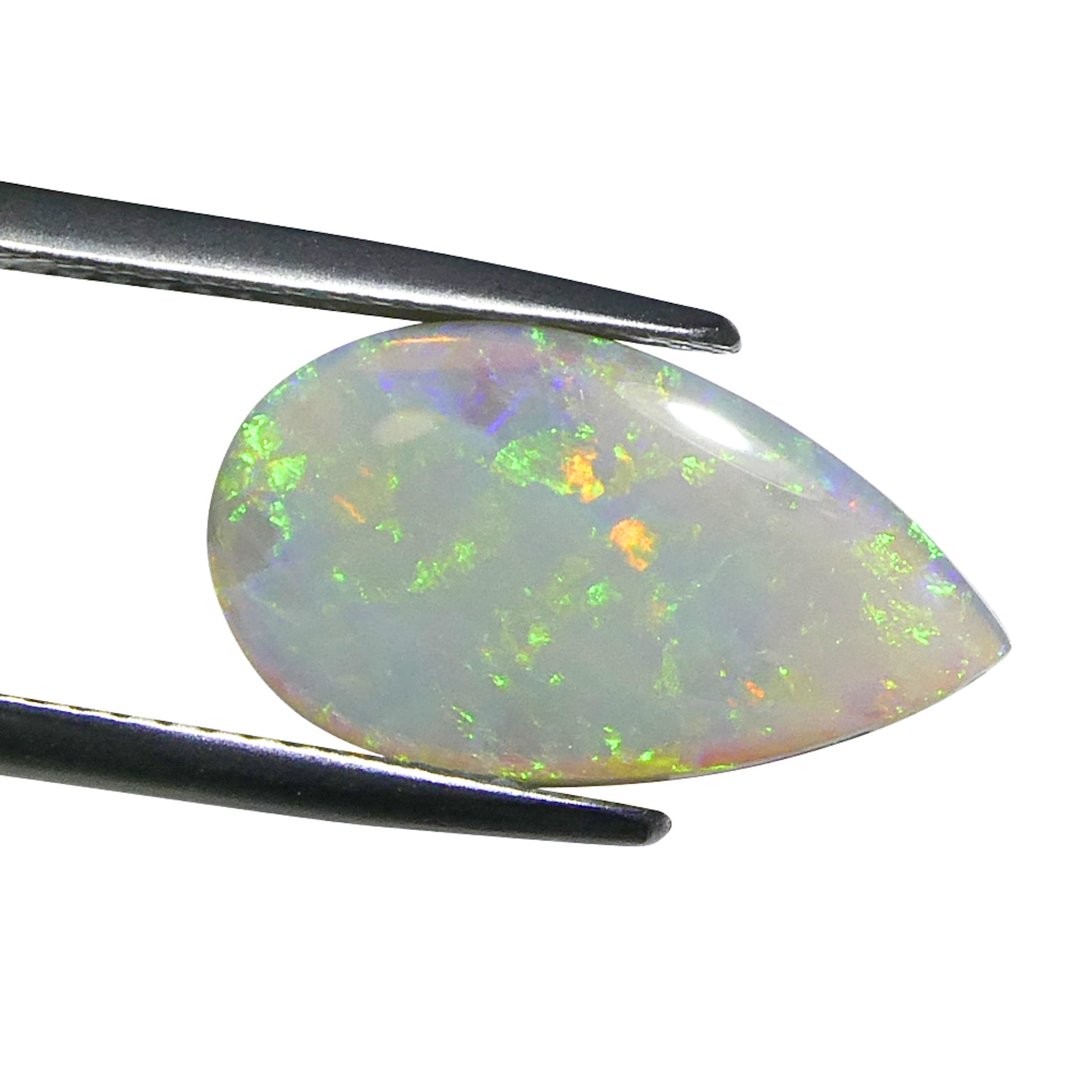 3.69ct Gray Australian Pear Cabochon Opal with Play of Color from SkyJems Gemstones