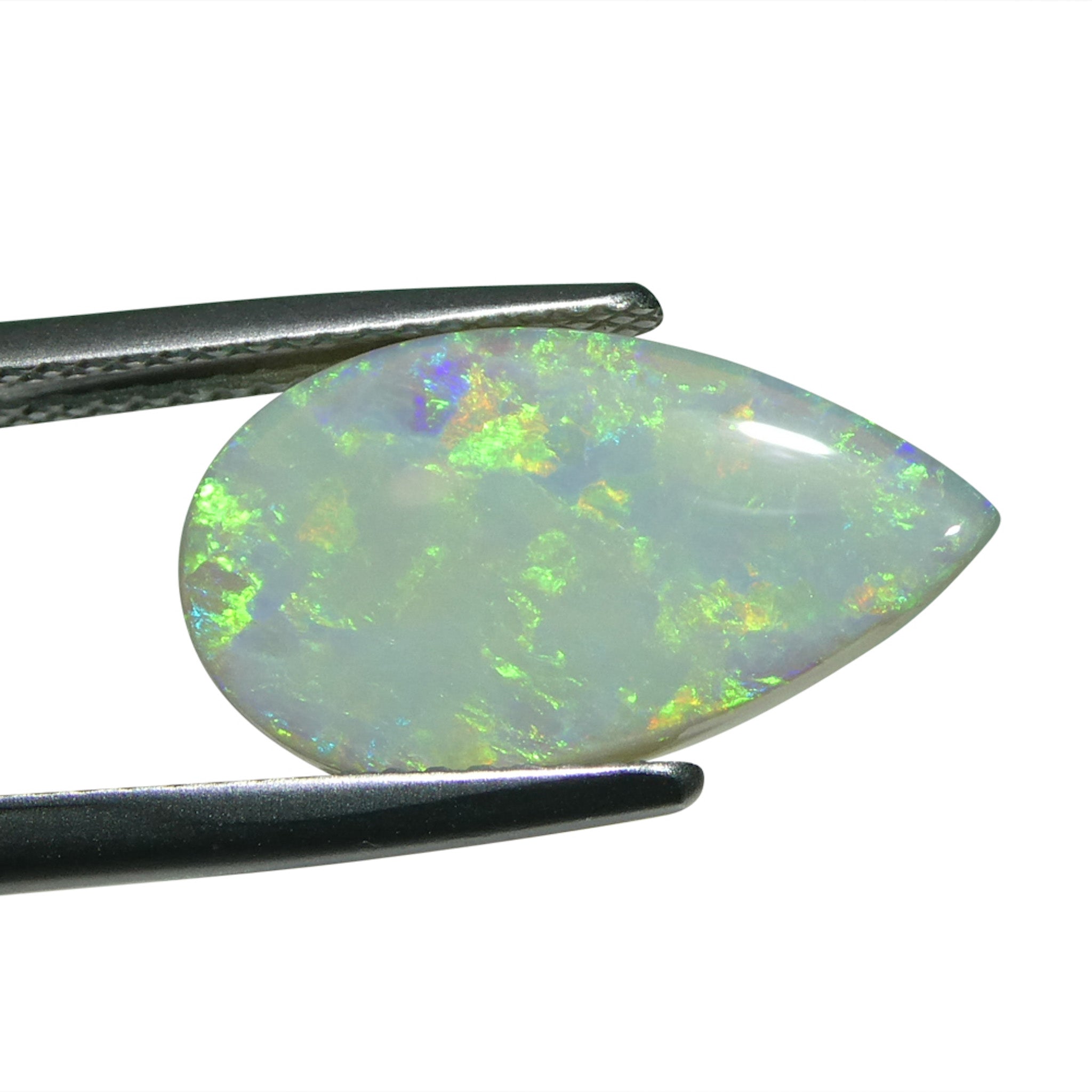 3.69ct Gray Australian Pear Cabochon Opal with Play of Color from SkyJems Gemstones