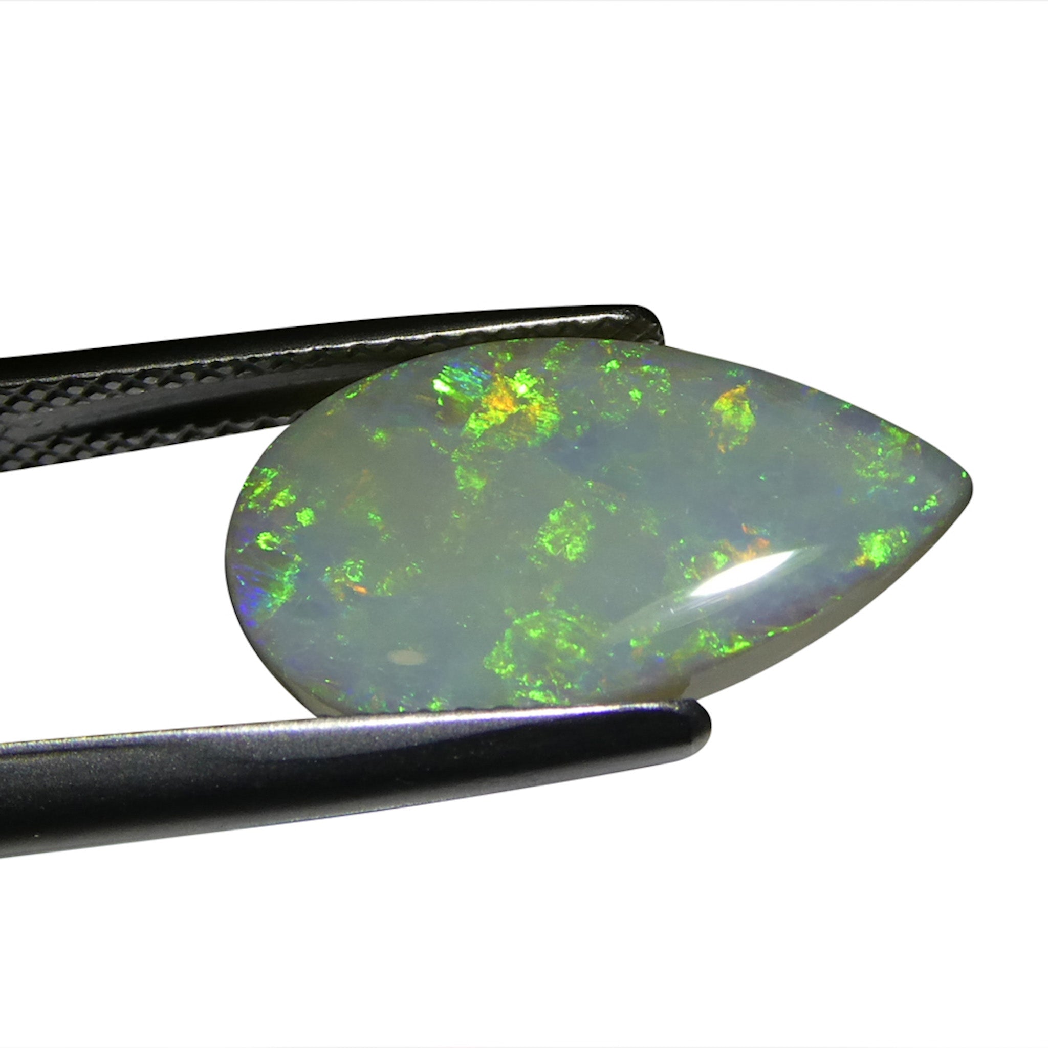 3.69ct Gray Australian Pear Cabochon Opal with Play of Color from SkyJems Gemstones