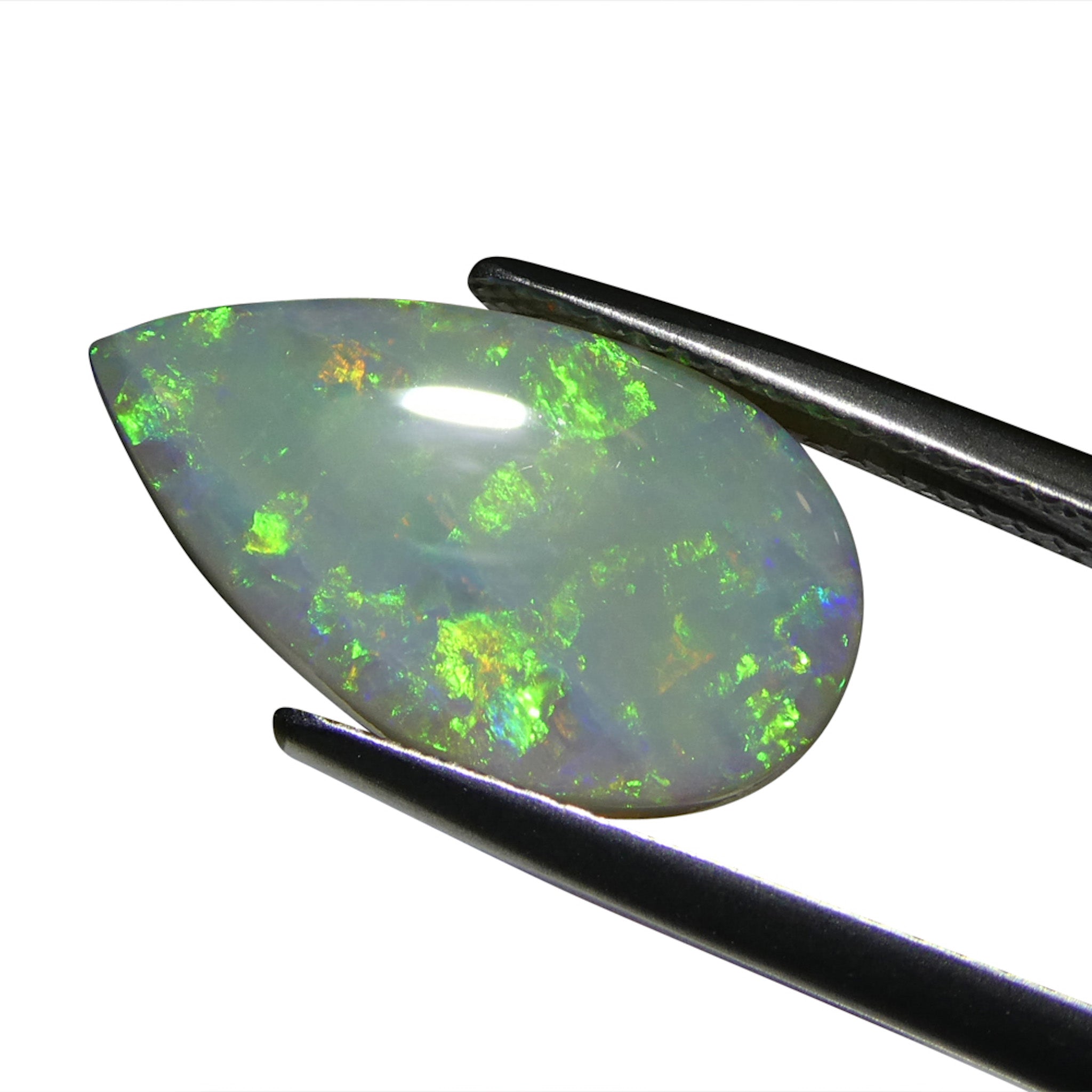 3.69ct Gray Australian Pear Cabochon Opal with Play of Color | Premium Gemstone by SkyJems