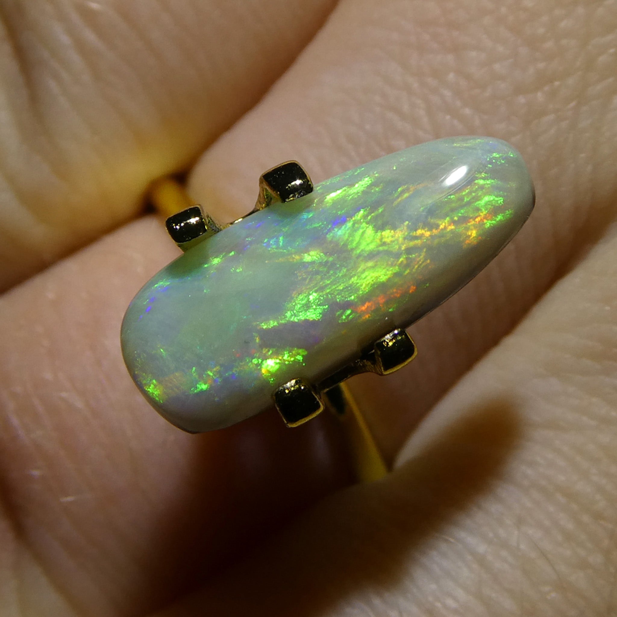 3.55ct Gray Australian Opal Cabochon with Play of Color by SkyJems, Rare Freeform Gemstone