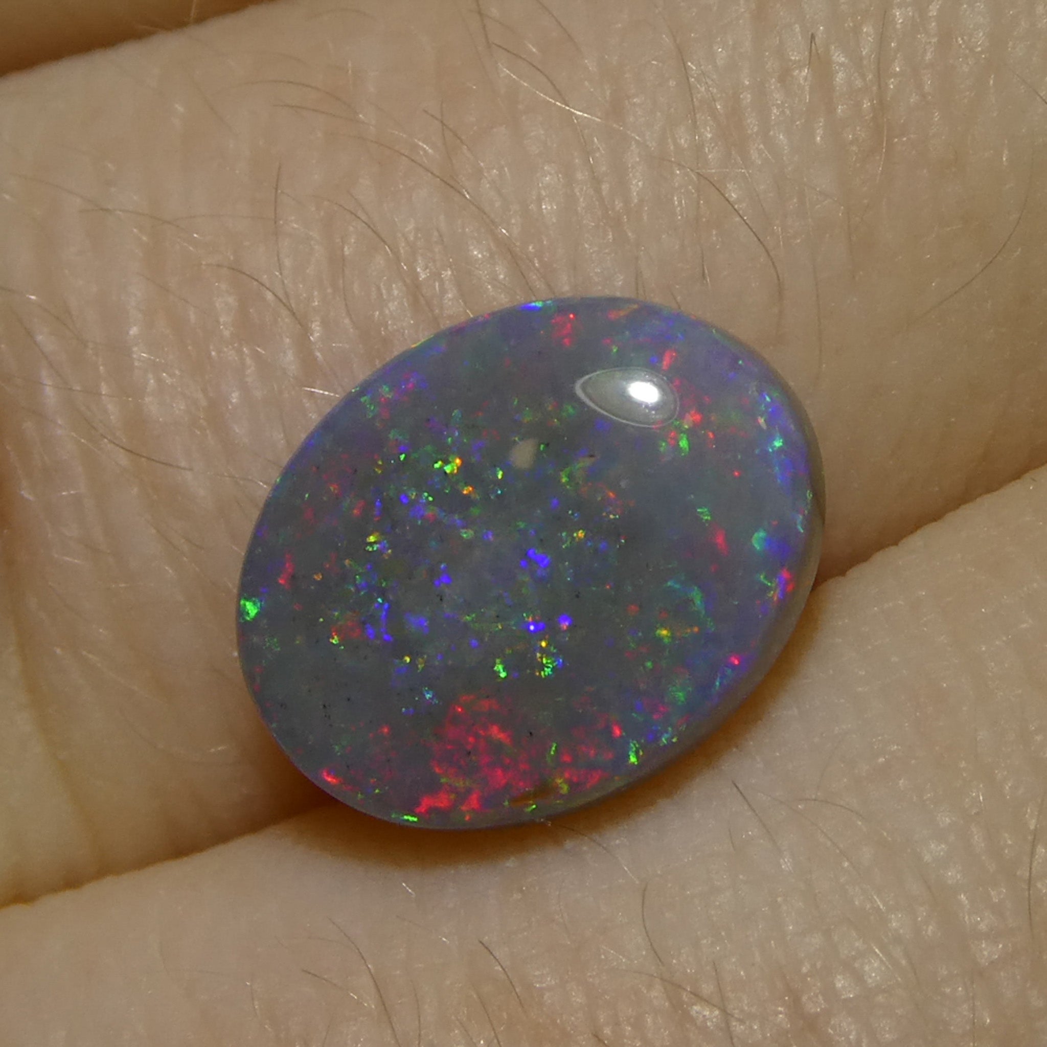 2.43ct Gray Australian Opal Cabochon with Play of Color by SkyJems, rare freeform gemstone with multi-hued brilliance