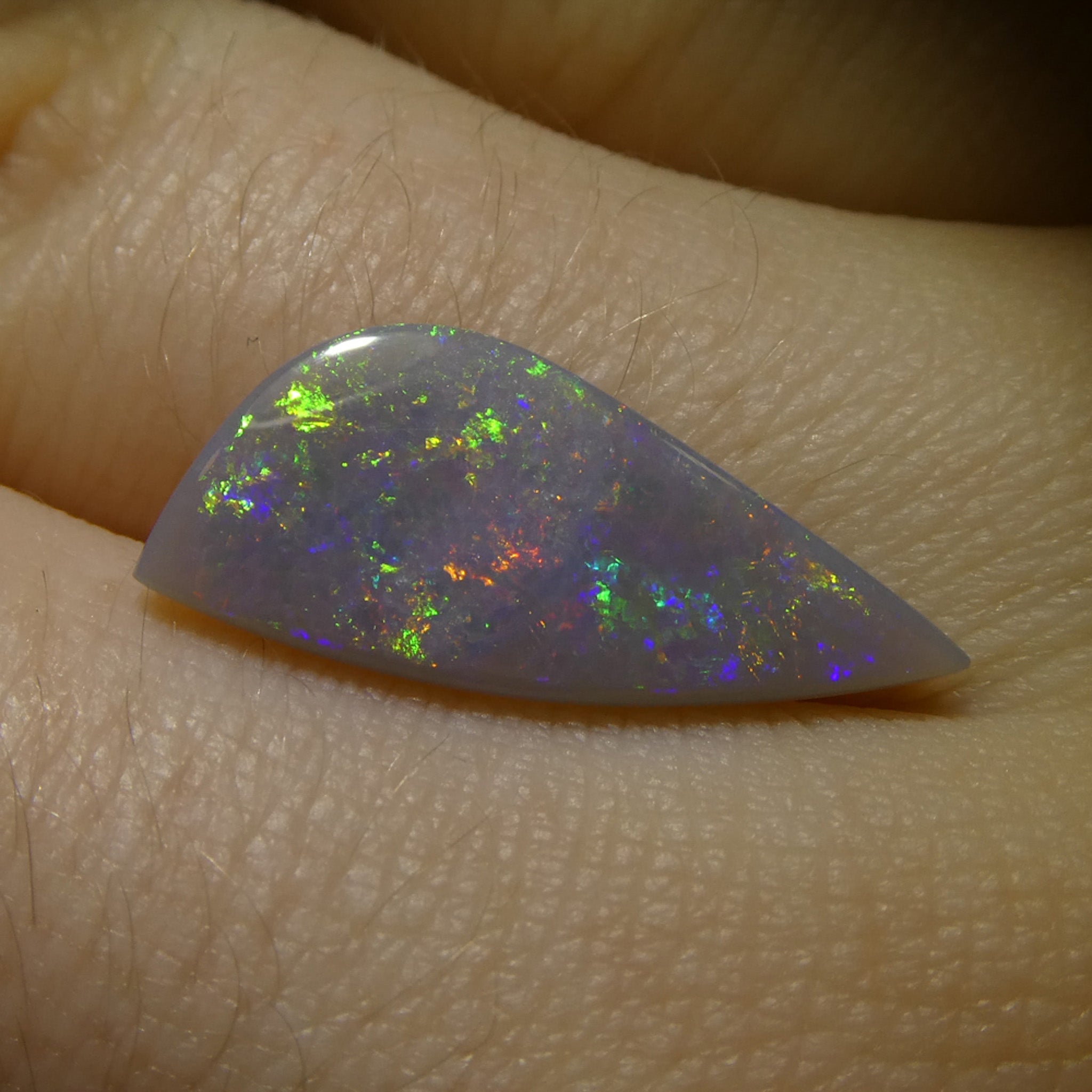 2.36ct Gray Australian Opal Cabochon with Play of Color by SkyJems, rare freeform gemstone with multi-hued brilliance