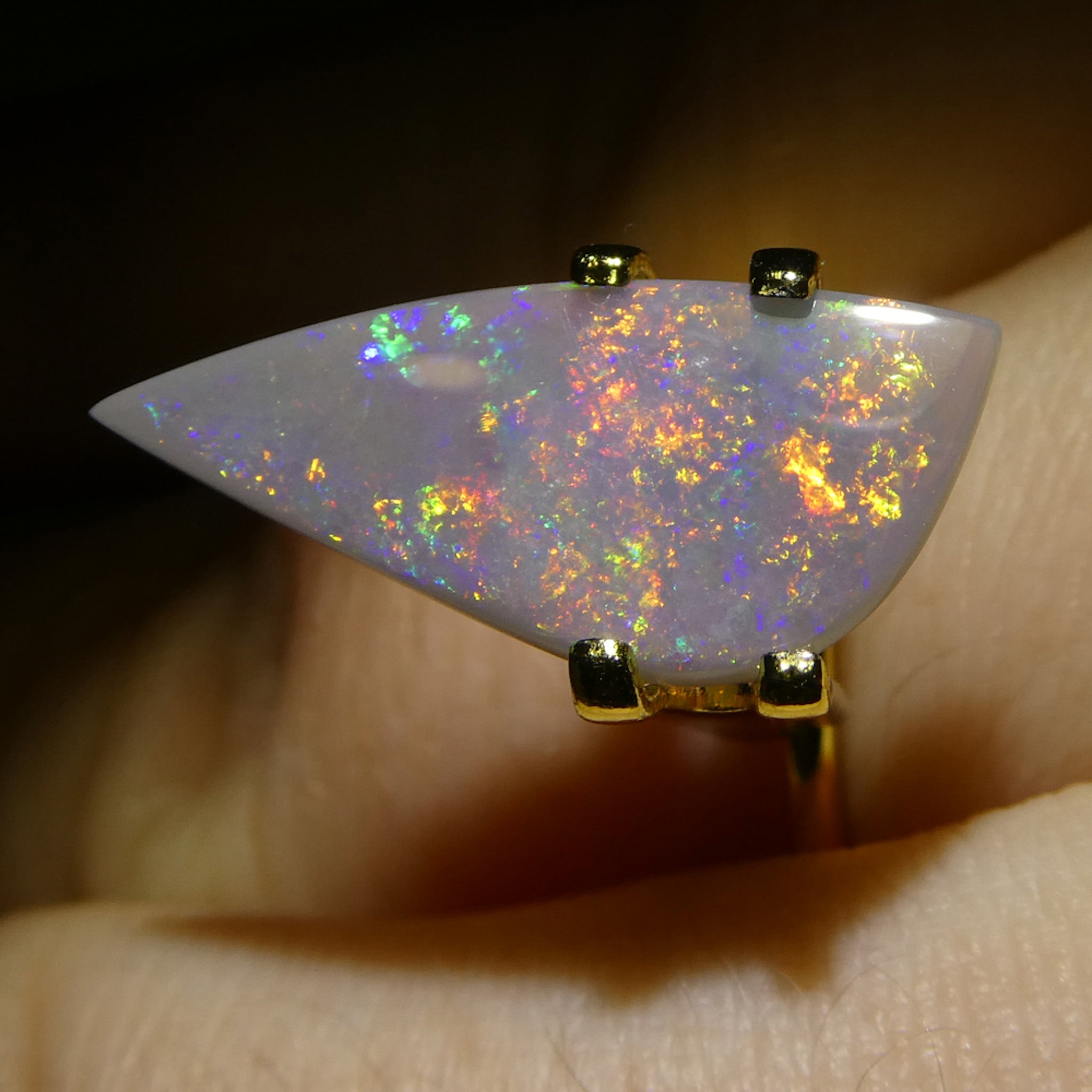 2.36ct Gray Australian Opal Cabochon with Play of Color by SkyJems, rare freeform gemstone from Down Under