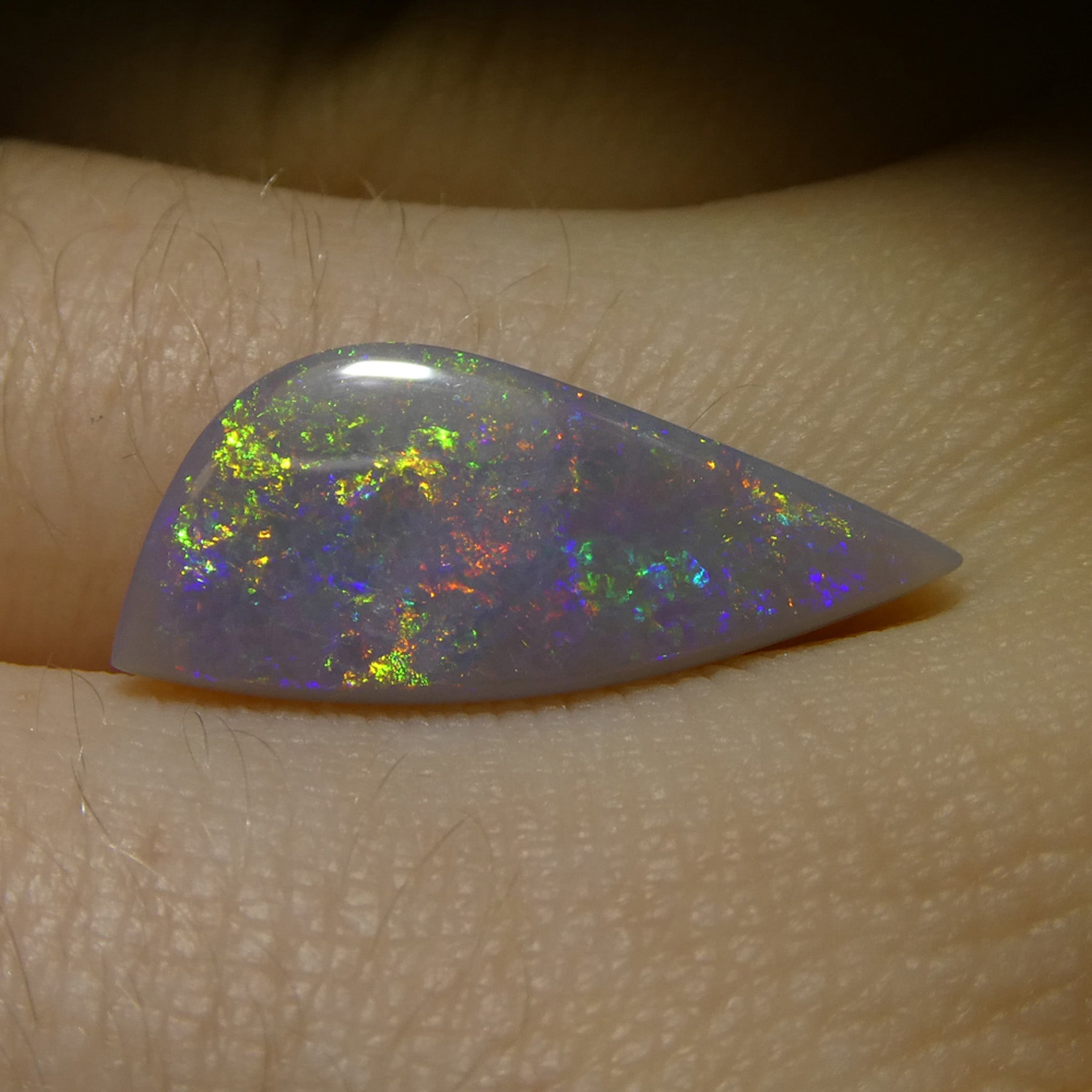2.36ct Gray Australian Opal Cabochon with Play of Color by SkyJems, rare freeform gemstone from Down Under