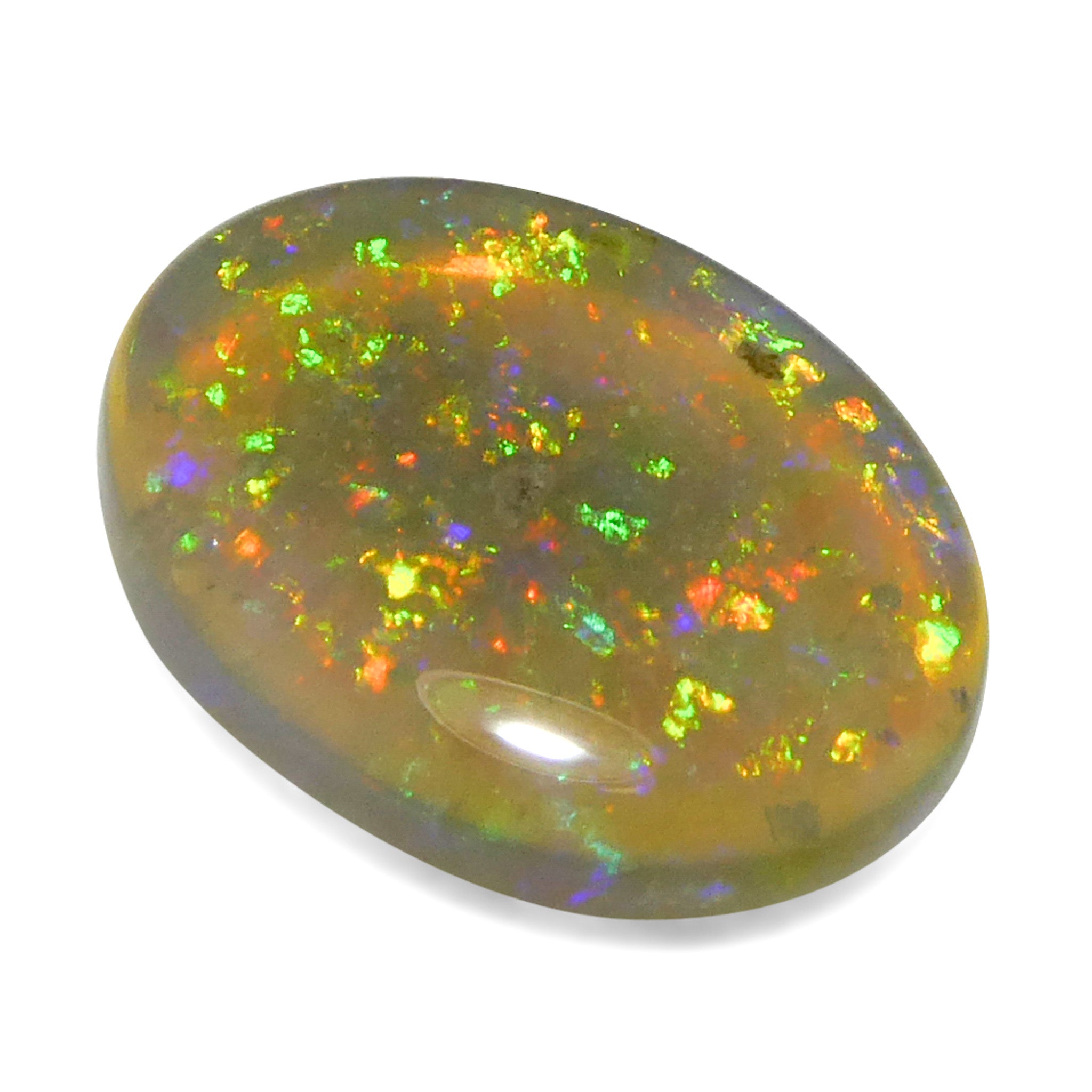 1.54ct White Oval Cabochon Opal from Australia with Play of Color, premium gemstone by SkyJems Canadian gem experts