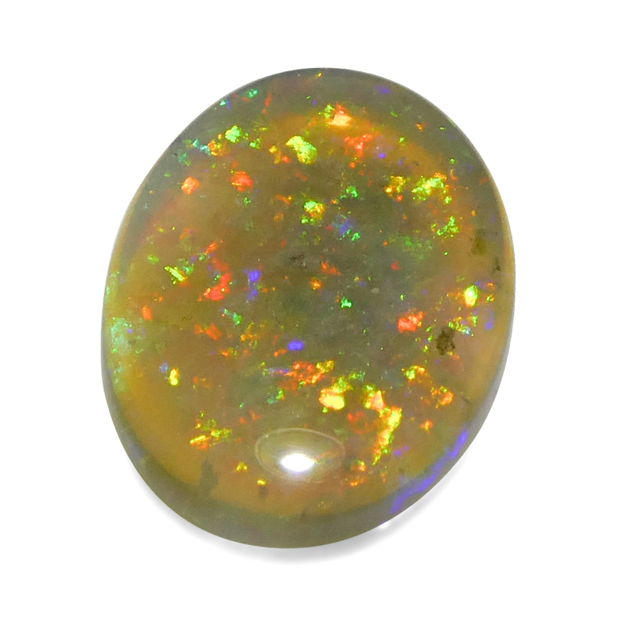 1.54ct White Oval Cabochon Opal from Australia with Play of Color, premium gemstone by SkyJems Canadian gem experts