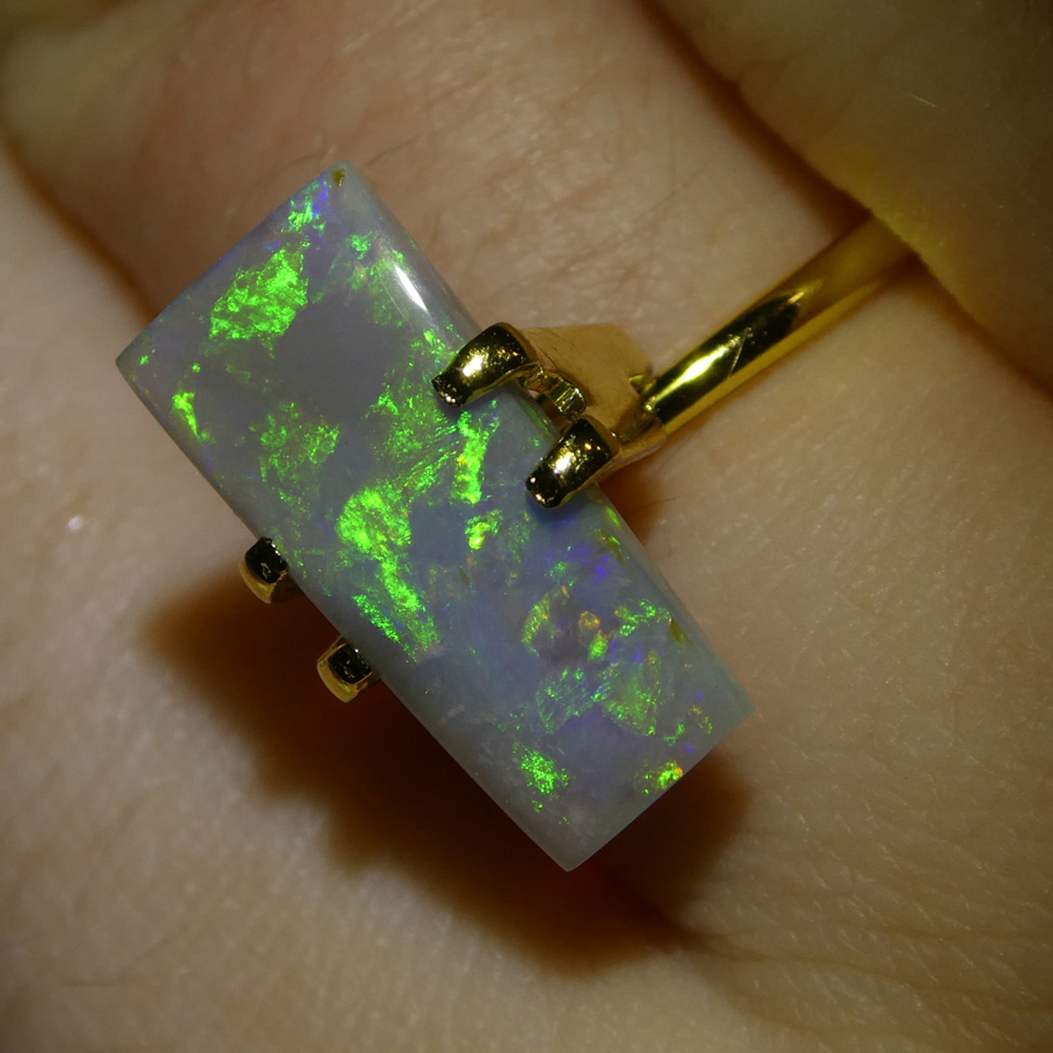 2.73ct Rectangular Freeform Cabochon Gray Opal from Australia - Skyjems Wholesale Gemstones