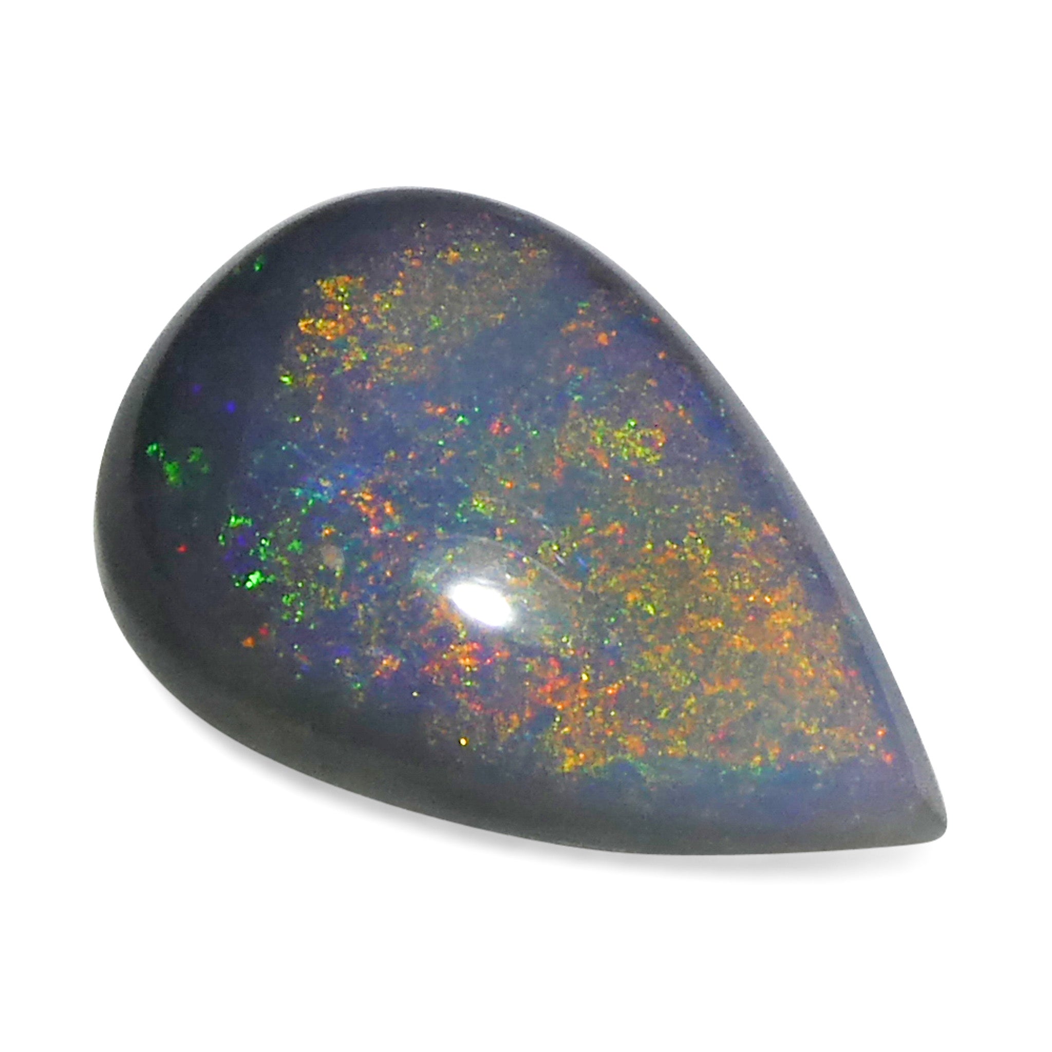 1.16ct Gray Australian Pear Cabochon Opal with Play of Color from SkyJems Gemstones Canada