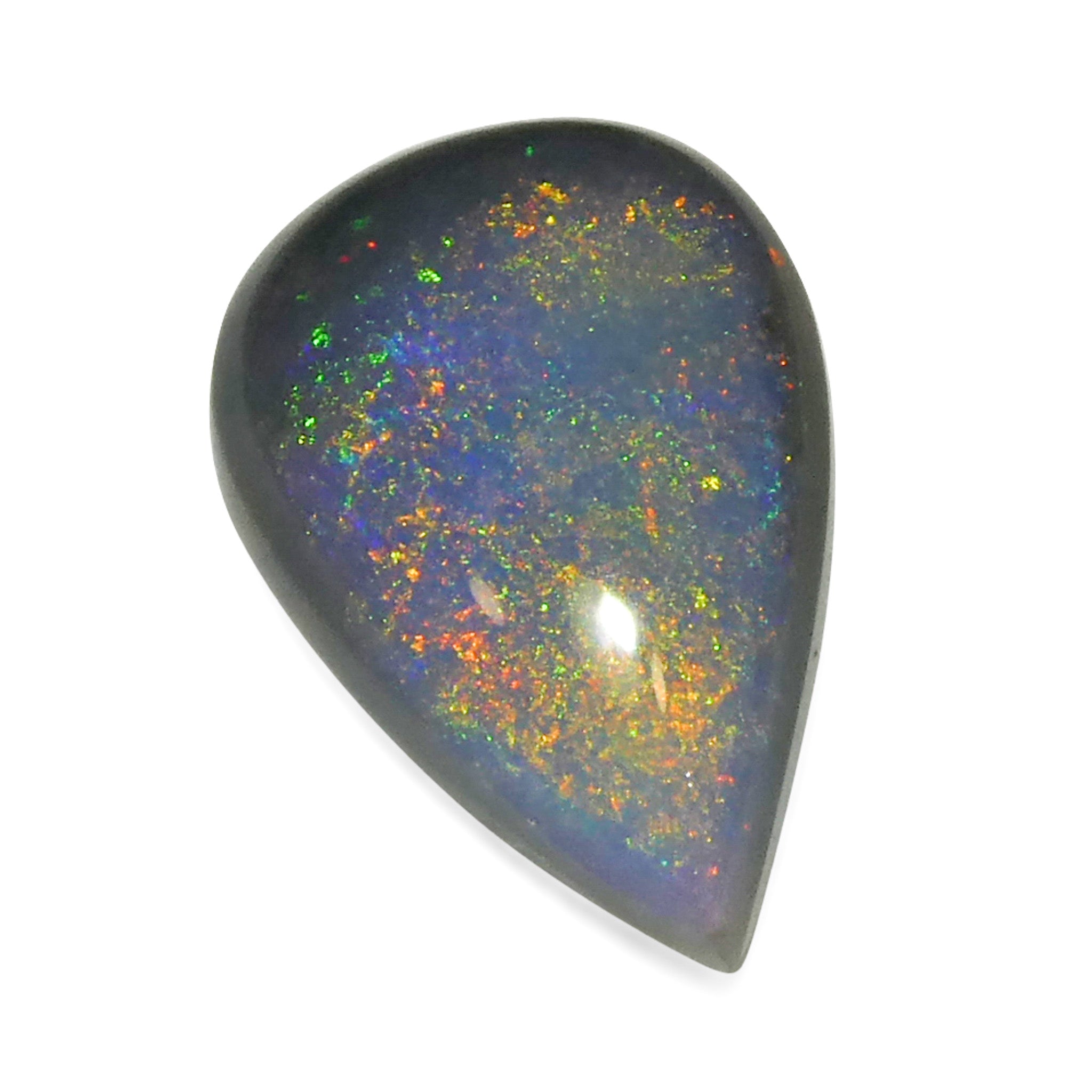 1.16ct Gray Australian Pear Cabochon Opal with Play of Color from SkyJems Gemstones Canada