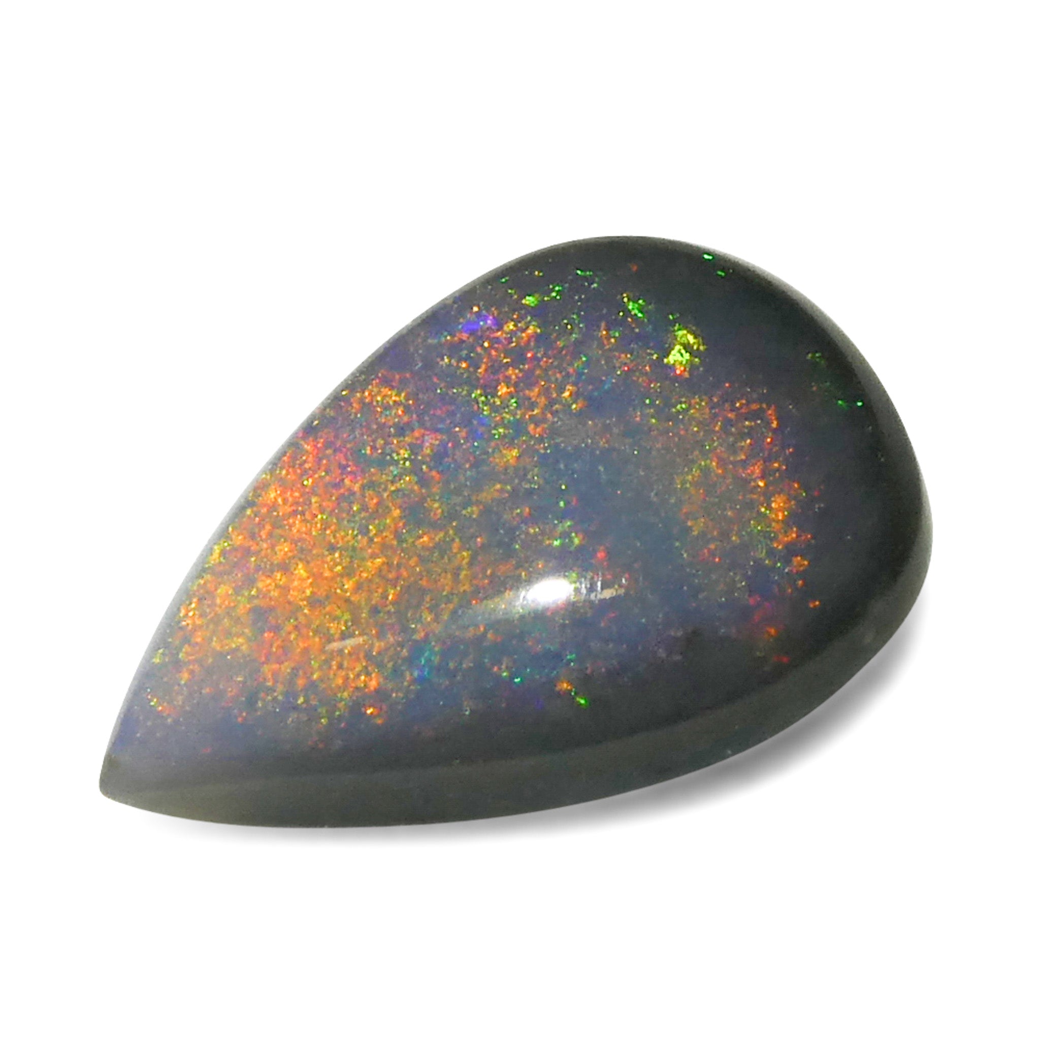 1.16ct Gray Australian Pear Cabochon Opal with Play of Color from SkyJems Gemstones Canada