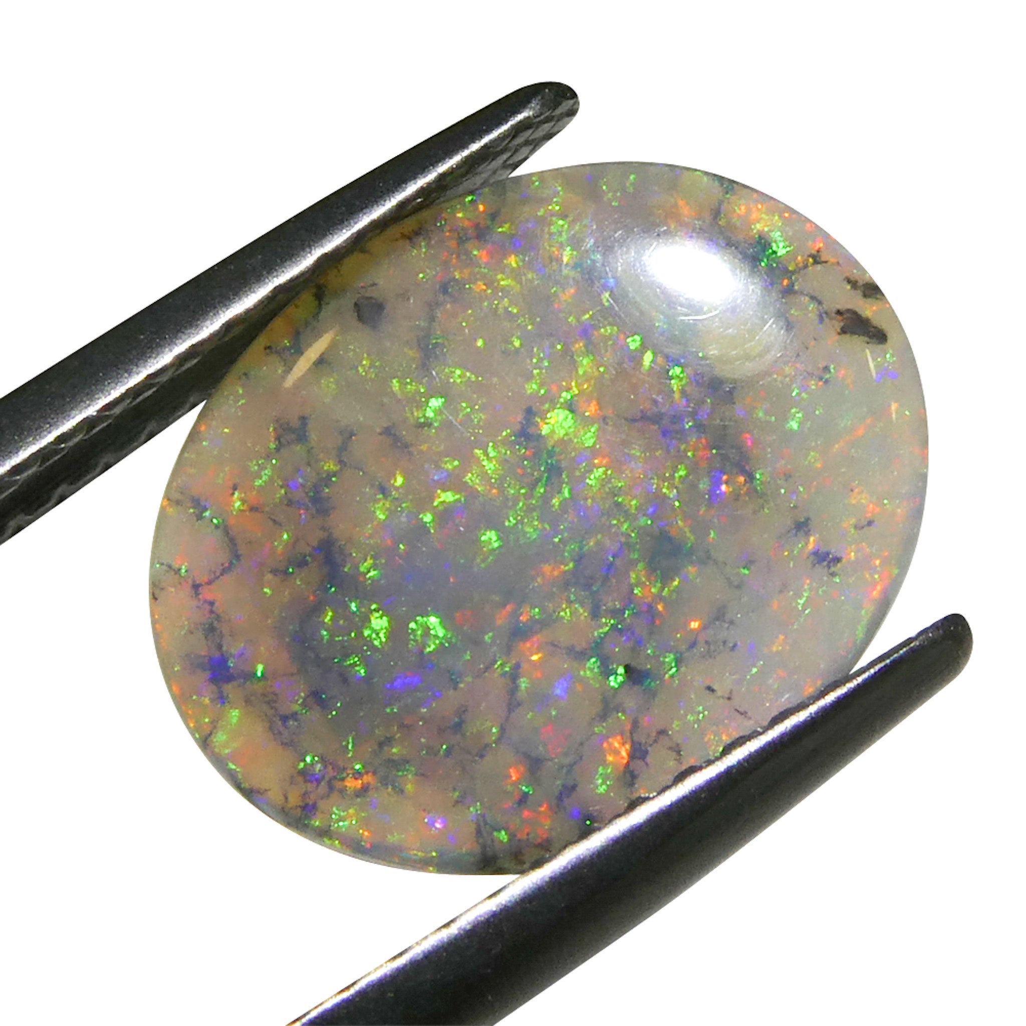 1.63ct Gray Oval Cabochon Opal from Australia with Play of Color | Premium Gemstone by SkyJems