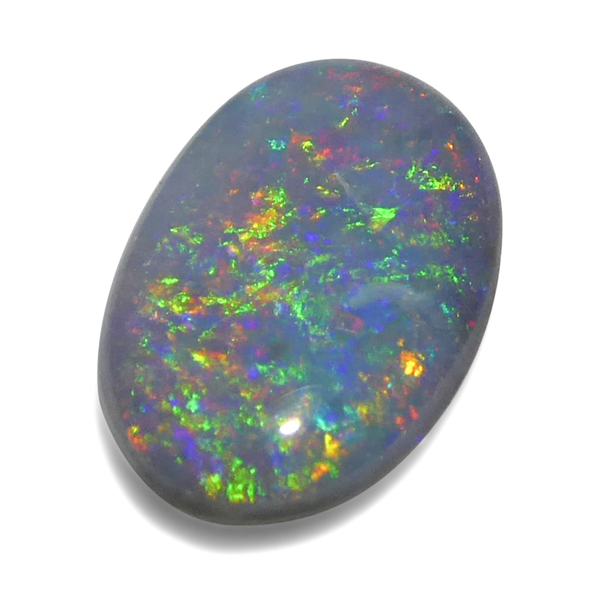 0.86ct Gray Oval Cabochon Opal from Australia, rare gemstone with play of color by SkyJems Canadian gem experts