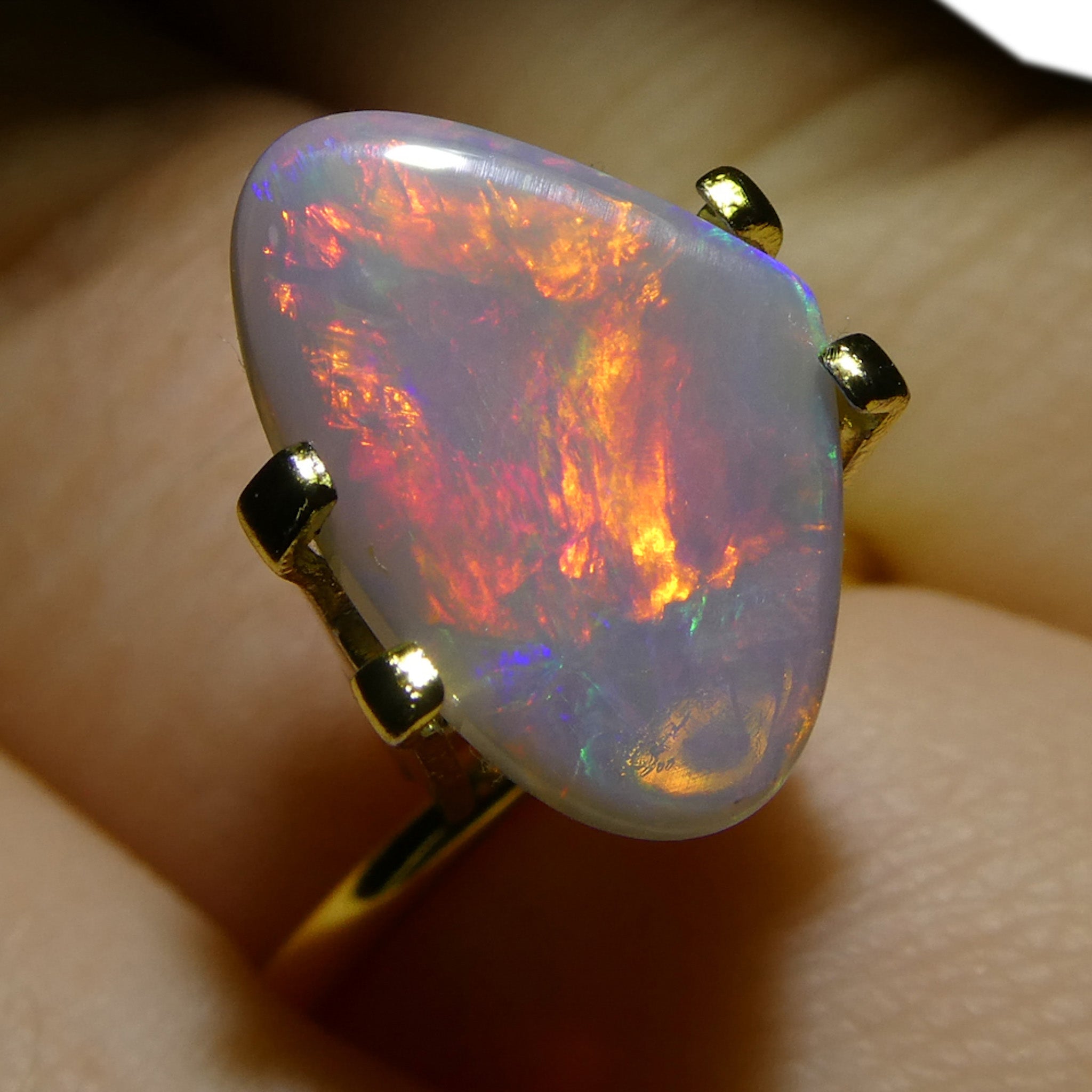2.92ct Gray Australian Opal Cabochon with Play of Color by SkyJems, Rare Freeform Gemstone
