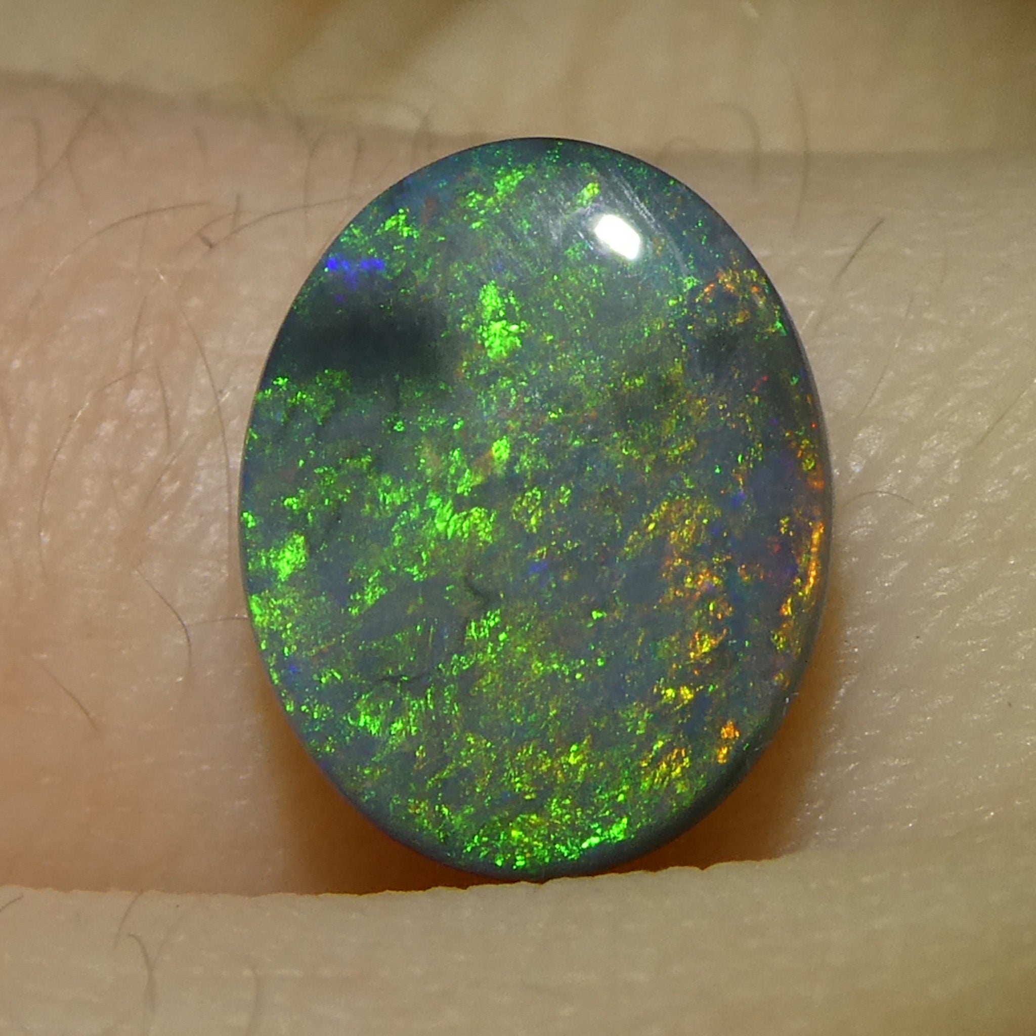 1.49ct Gray Australian Opal Cabochon with Play of Color by SkyJems, premium oval gemstone from Down Under