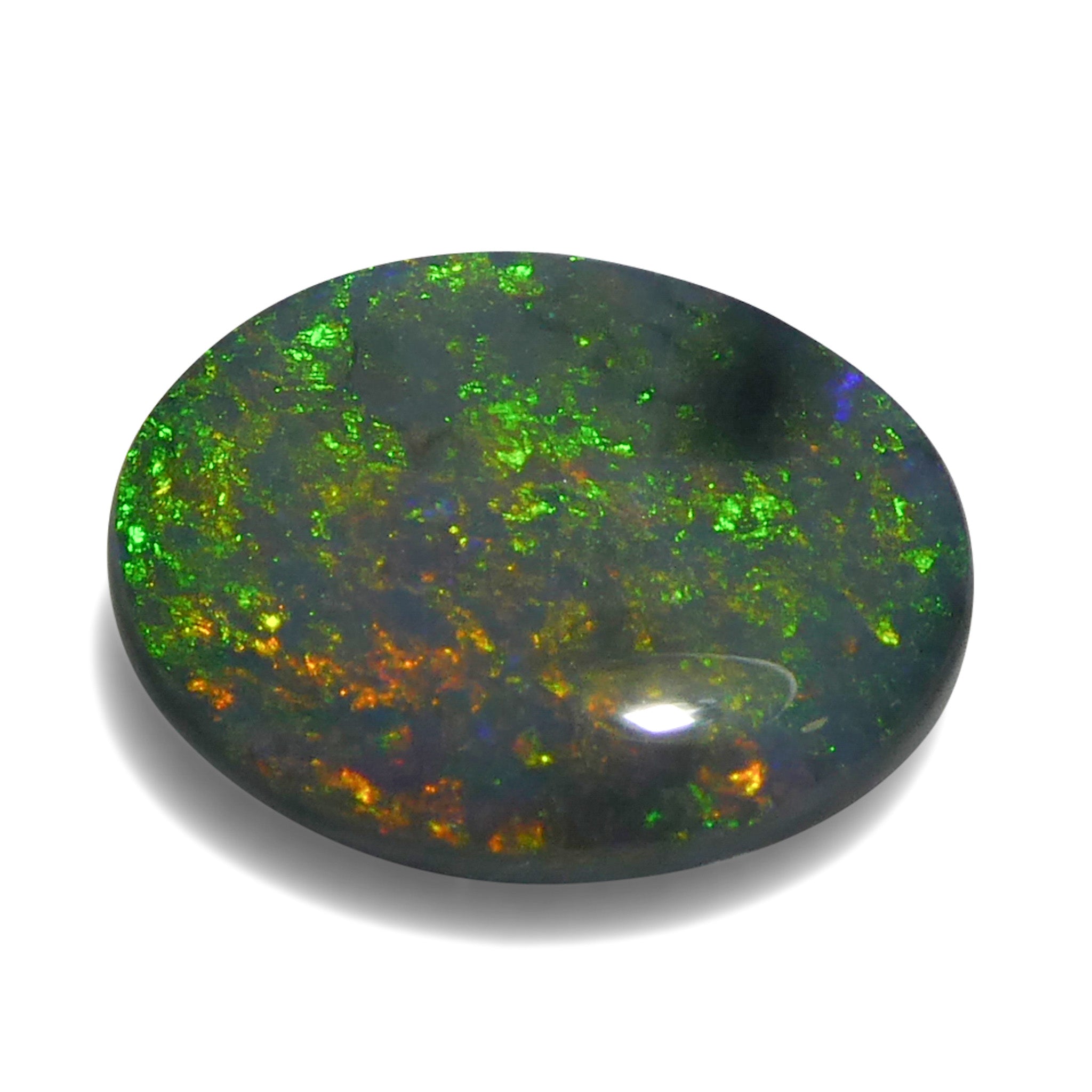 1.49ct Gray Australian Opal Cabochon with Play of Color by SkyJems, premium oval gemstone with multi-hued highlights