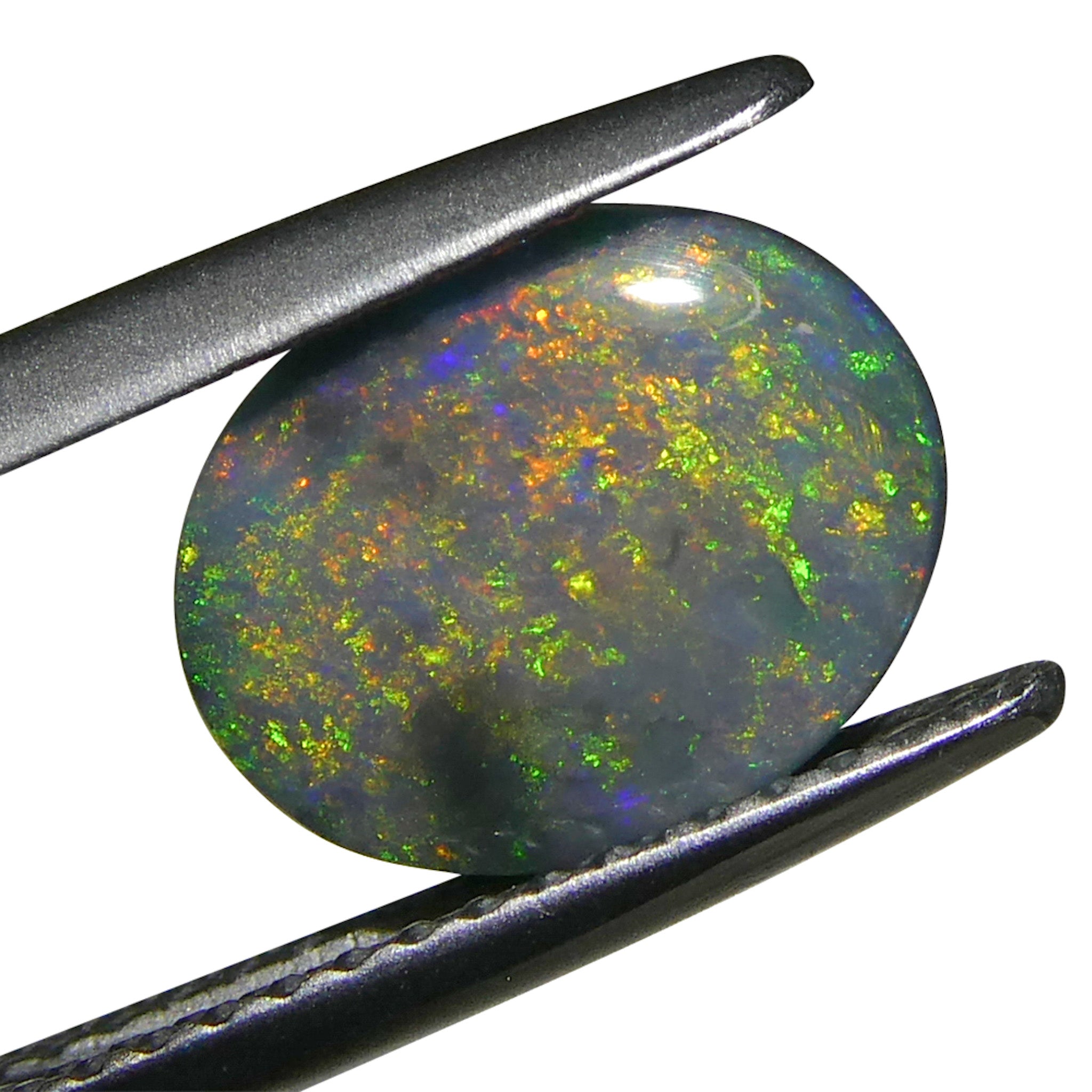 1.49ct Gray Australian Opal Cabochon with Play of Color by SkyJems - Rare Oval Gemstone from Down Under