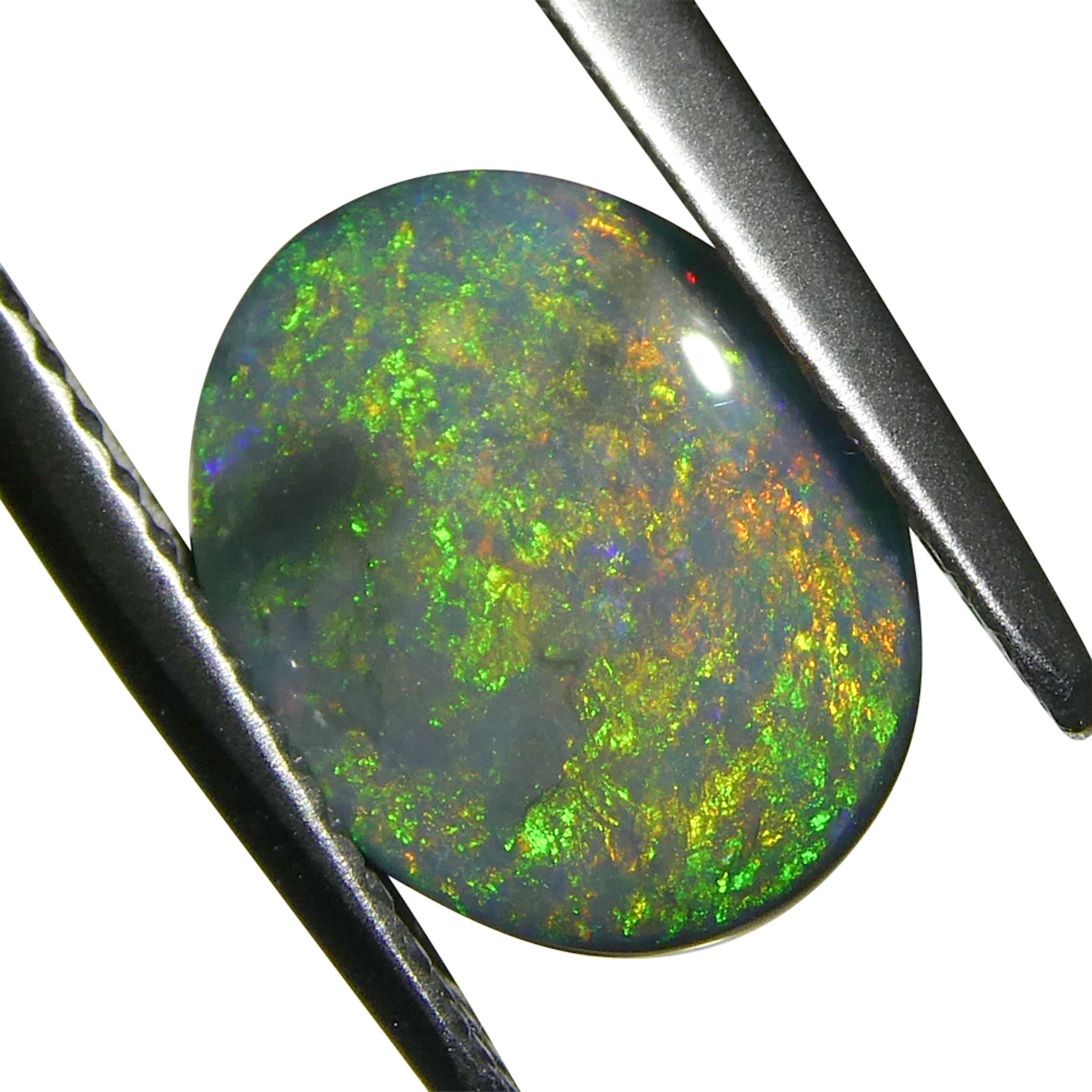 1.49ct Gray Australian Opal Cabochon with Play of Color by SkyJems - Rare Oval Gemstone from Down Under