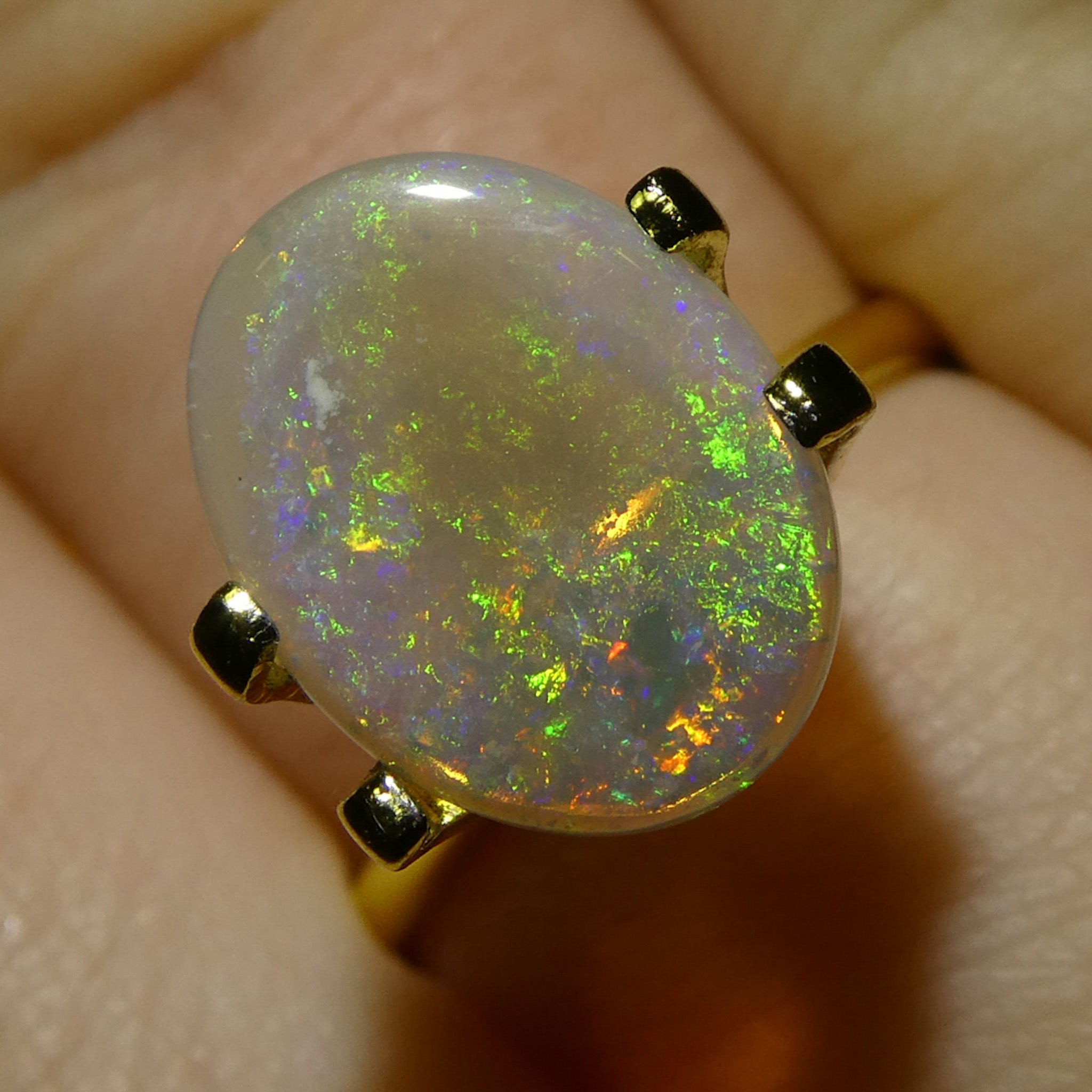 2.15ct White Oval Cabochon Opal from Australia, premium gemstone by SkyJems Canadian gem specialists