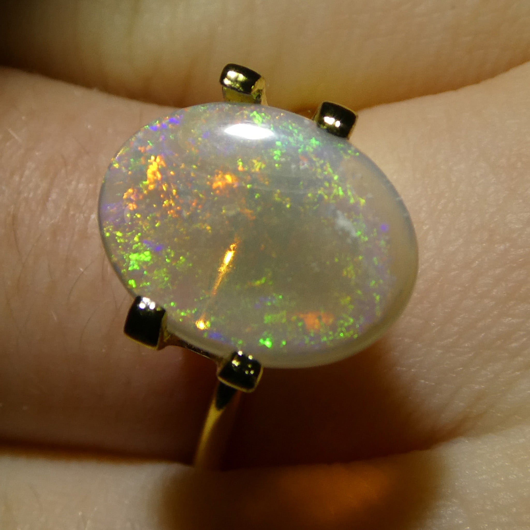 2.15ct White Oval Cabochon Opal from Australia, premium gemstone by SkyJems Canadian gem specialists