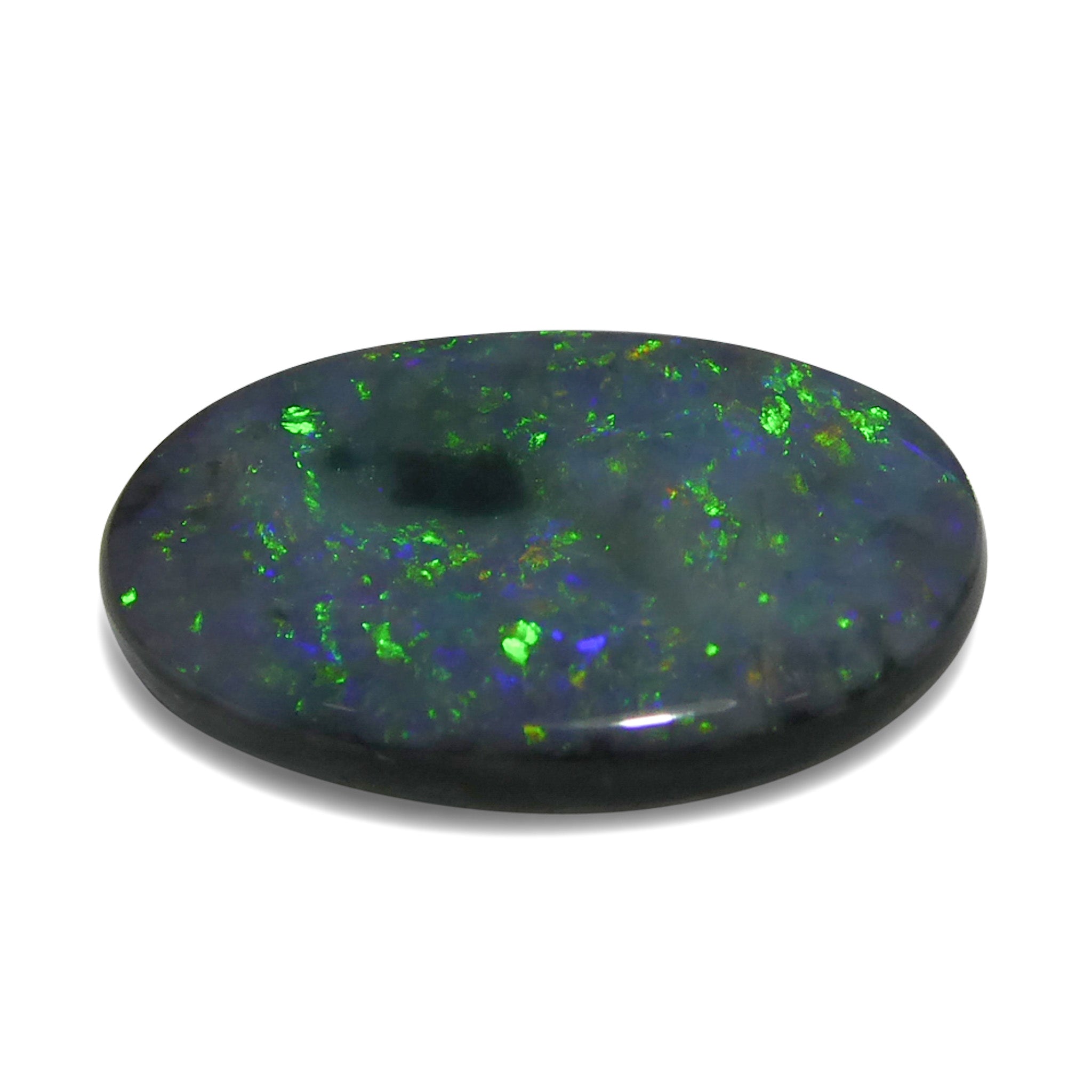 2.58ct Gray Australian Opal Cabochon with Play of Color by SkyJems, premium oval gemstone with multi-hued brilliance
