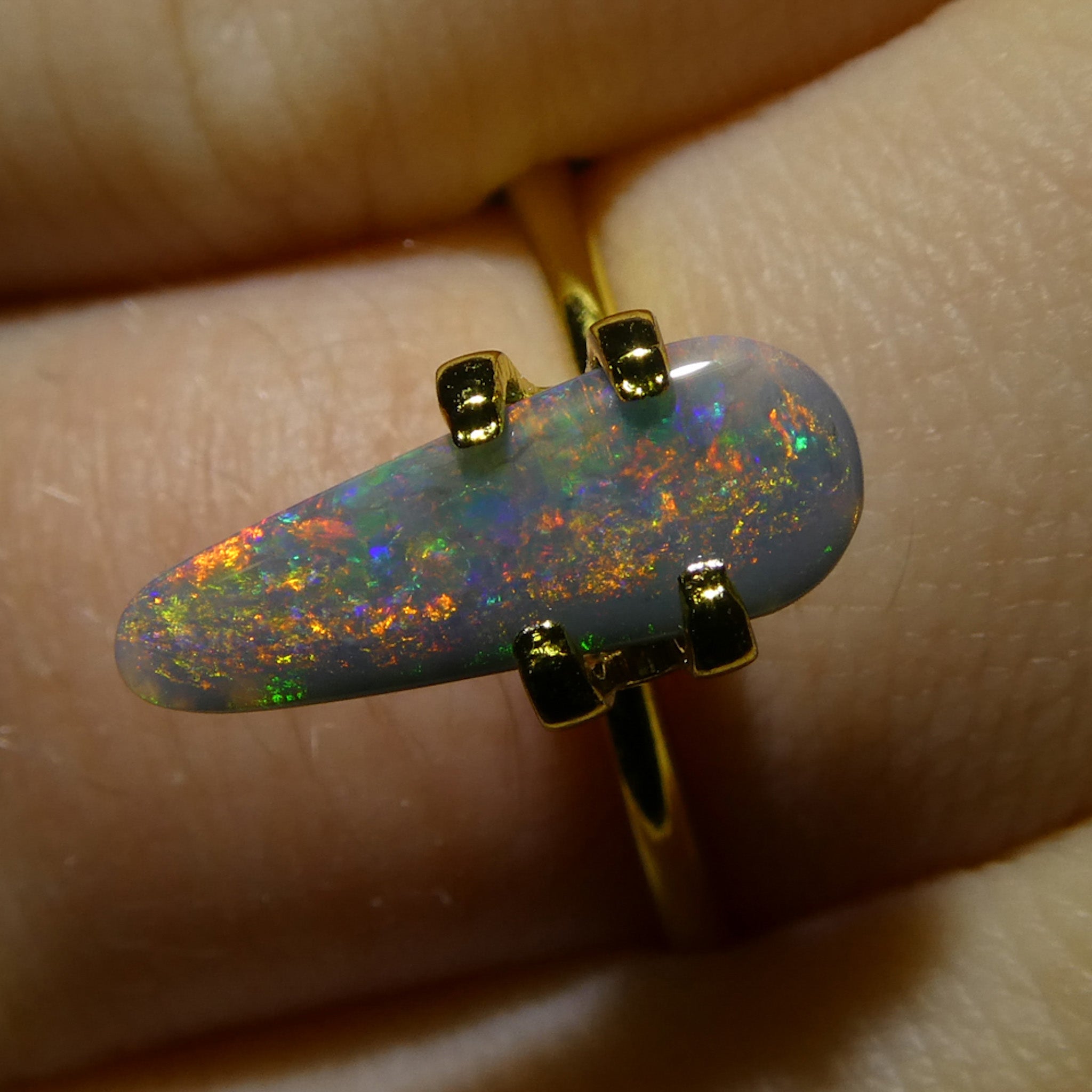 0.84ct Freeform Gray Australian Opal Cabochon with Play of Color by SkyJems Gemstones Canada