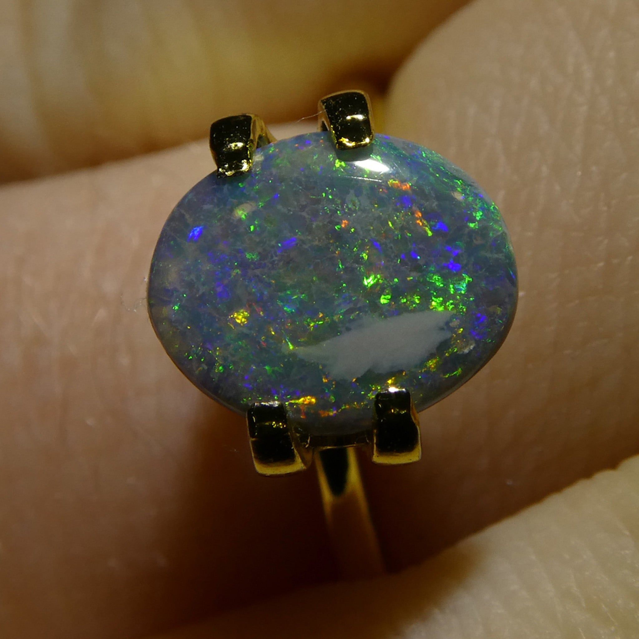 1.19ct Gray Oval Cabochon Opal from Australia, rare gemstone with play of color by SkyJems Canadian gem experts