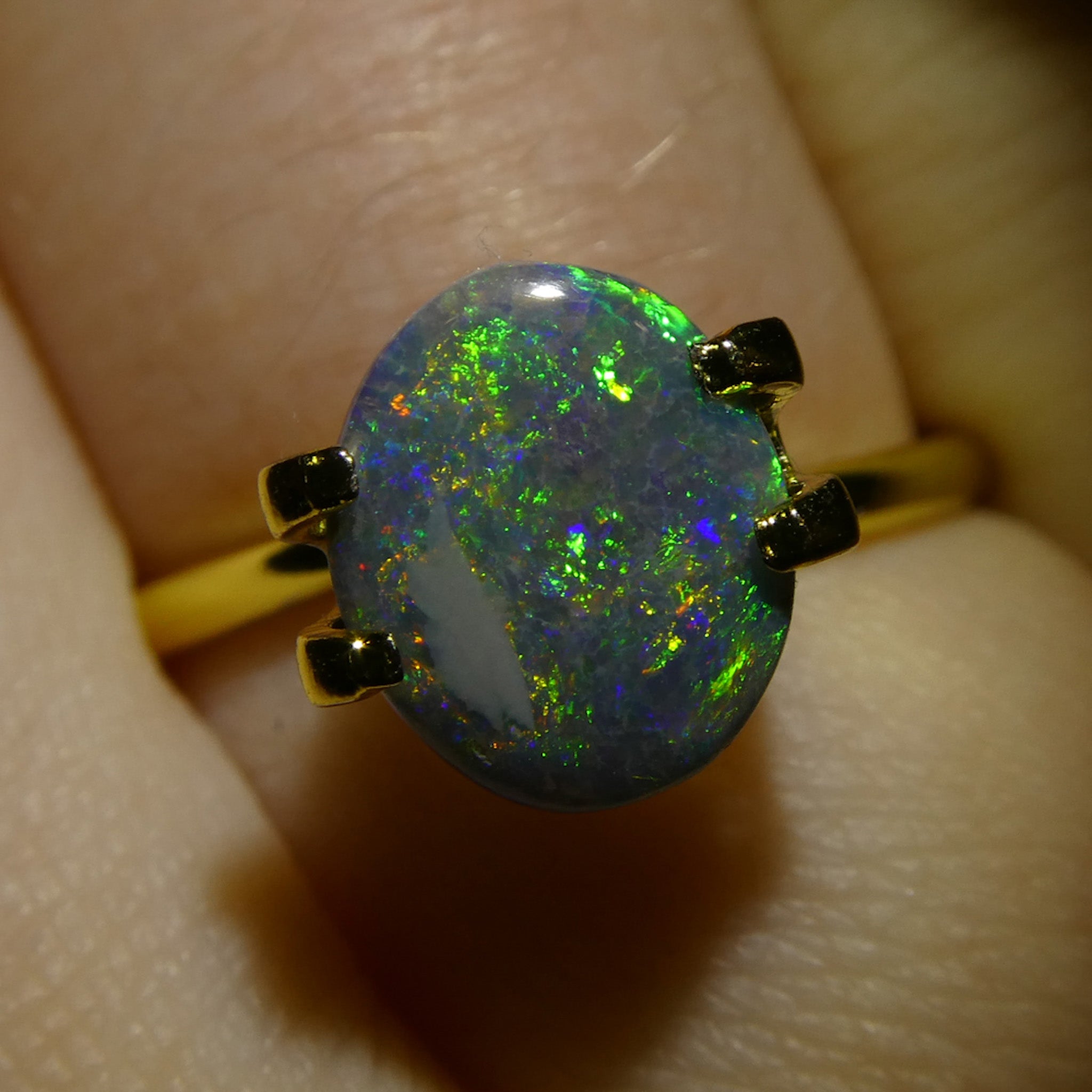 1.19ct Gray Oval Cabochon Opal from Australia, rare gemstone with play of color by SkyJems Canadian gem experts