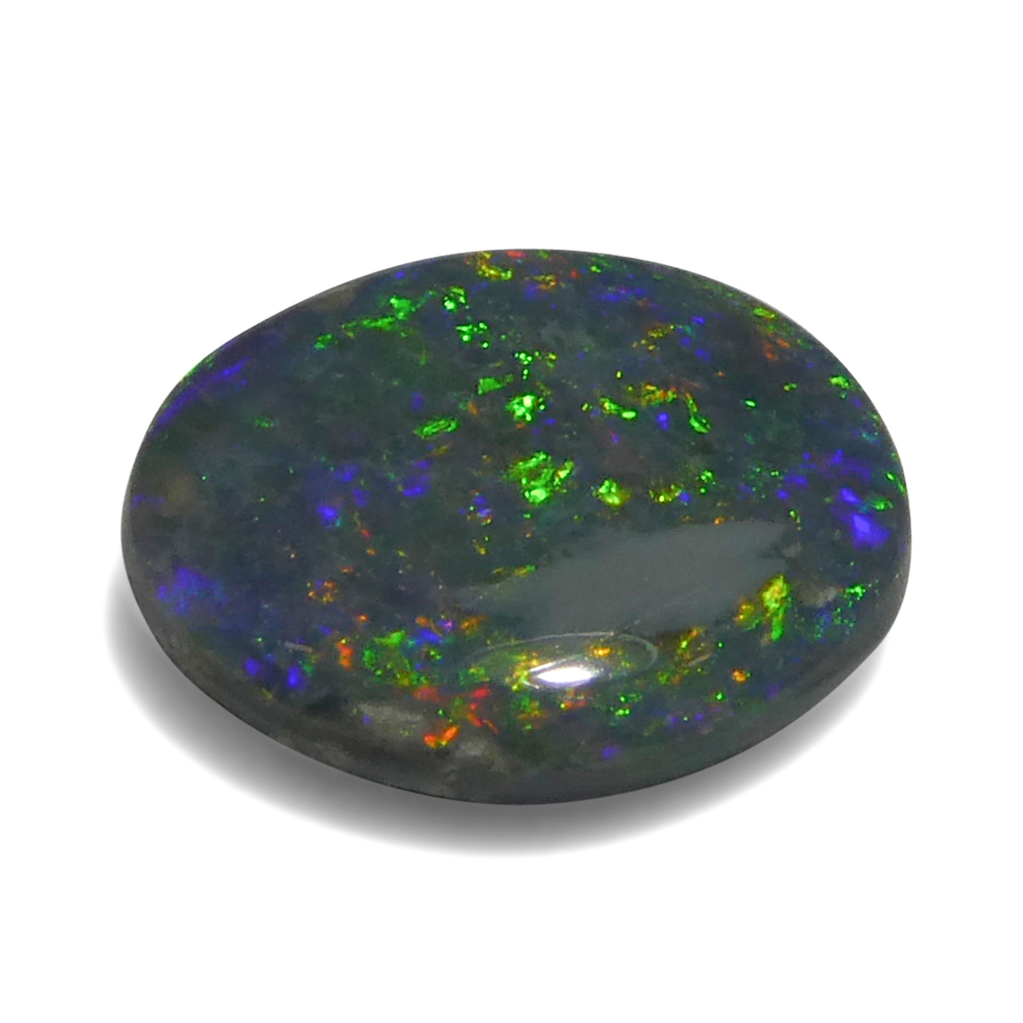 1.19ct Gray Oval Cabochon Opal from Australia, rare gemstone with play of color by SkyJems Canadian gem experts