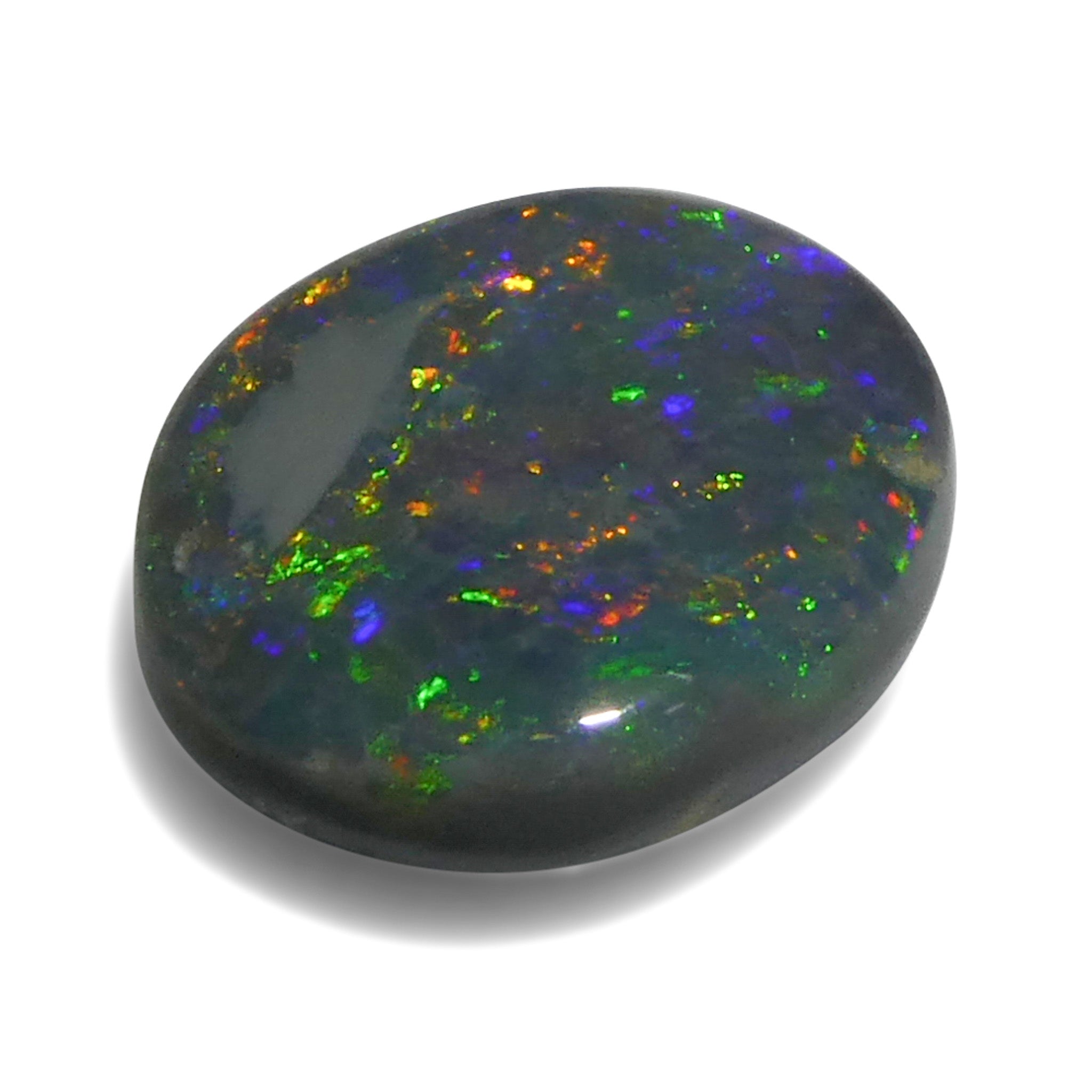 1.19ct Gray Oval Cabochon Opal from Australia, rare gemstone with play of color by SkyJems Canadian gem experts