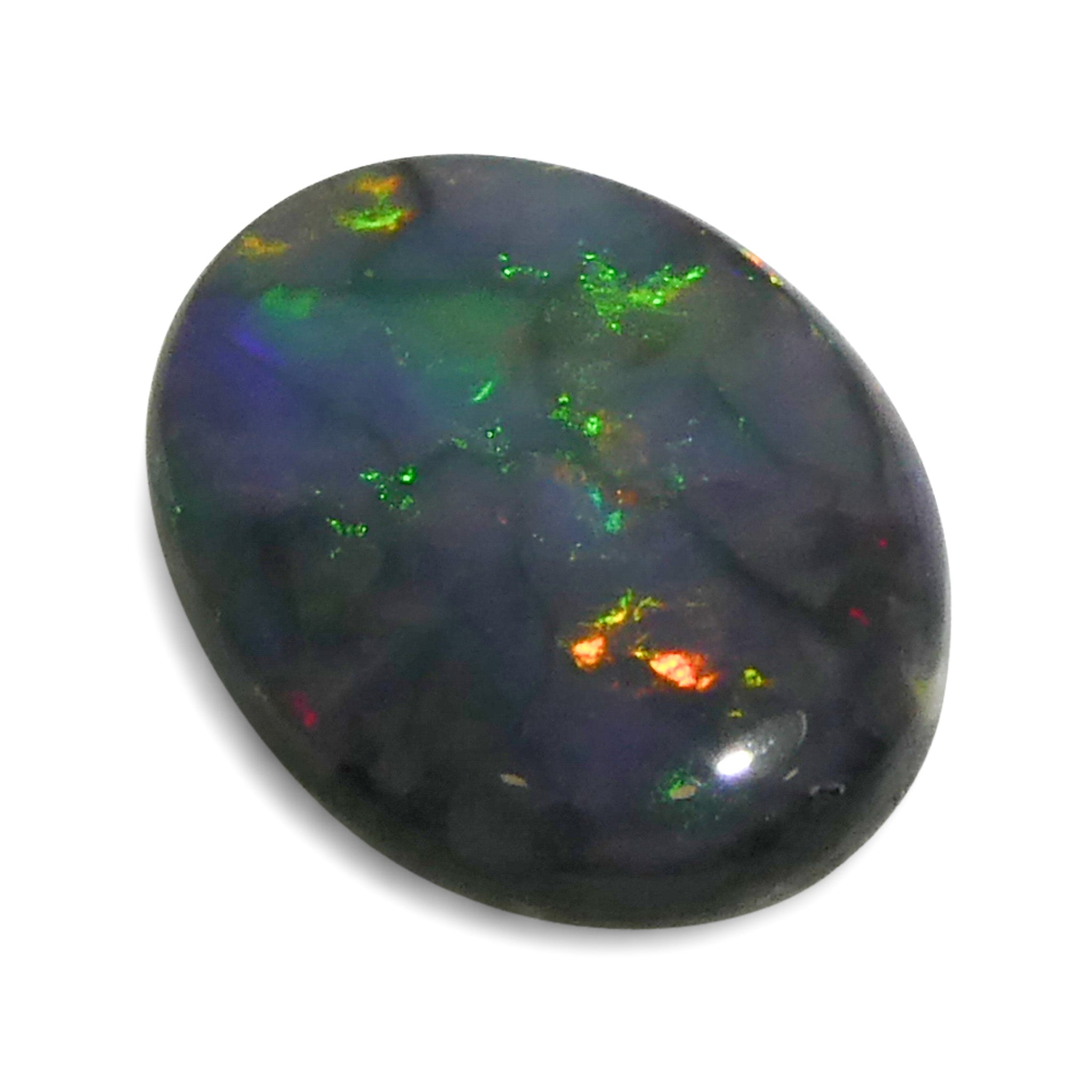 0.59ct Gray Oval Cabochon Opal from Australia, rare gemstone with play of color by SkyJems Canadian gem experts