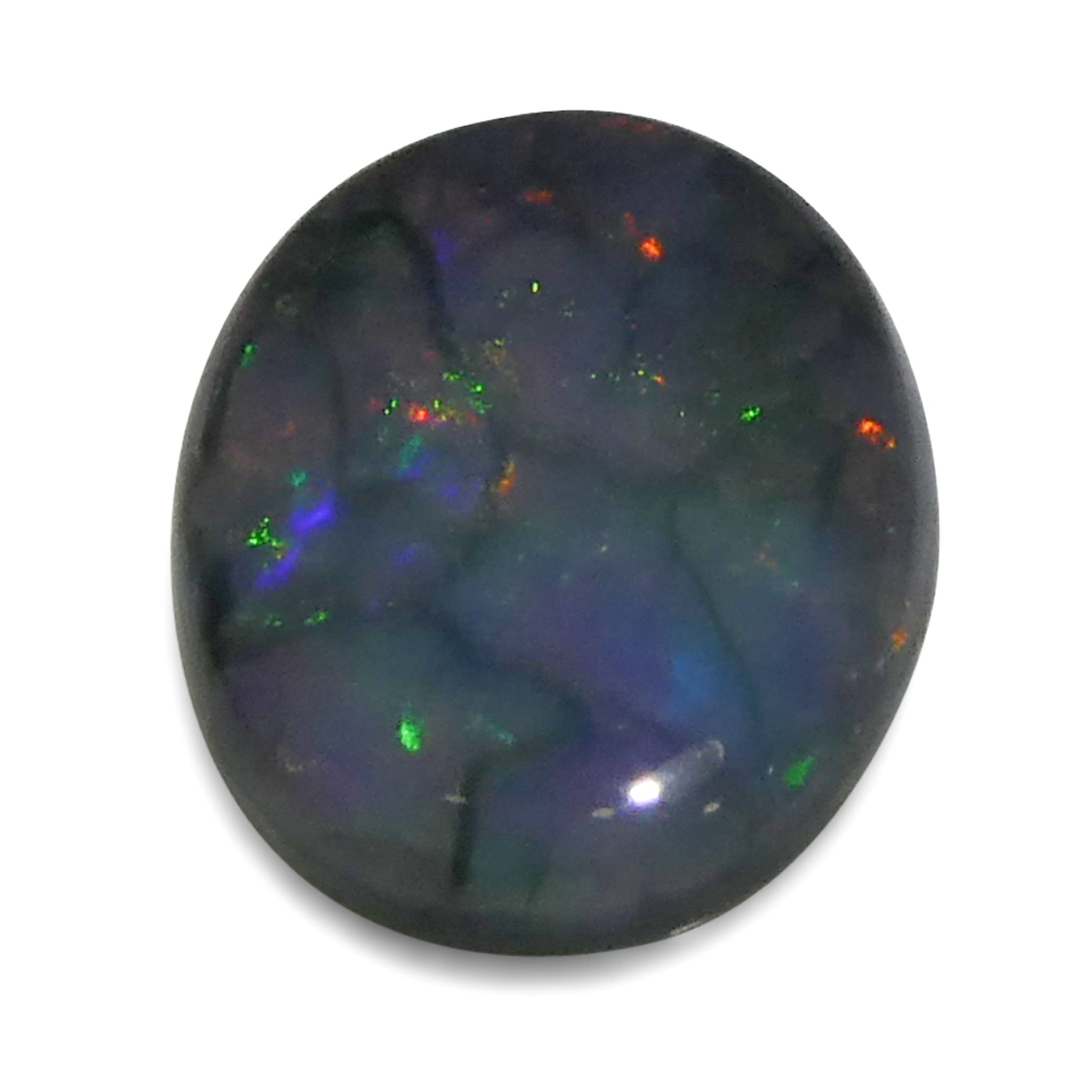 0.59ct Gray Oval Cabochon Opal from Australia, rare gemstone with play of color by SkyJems Canadian gem experts