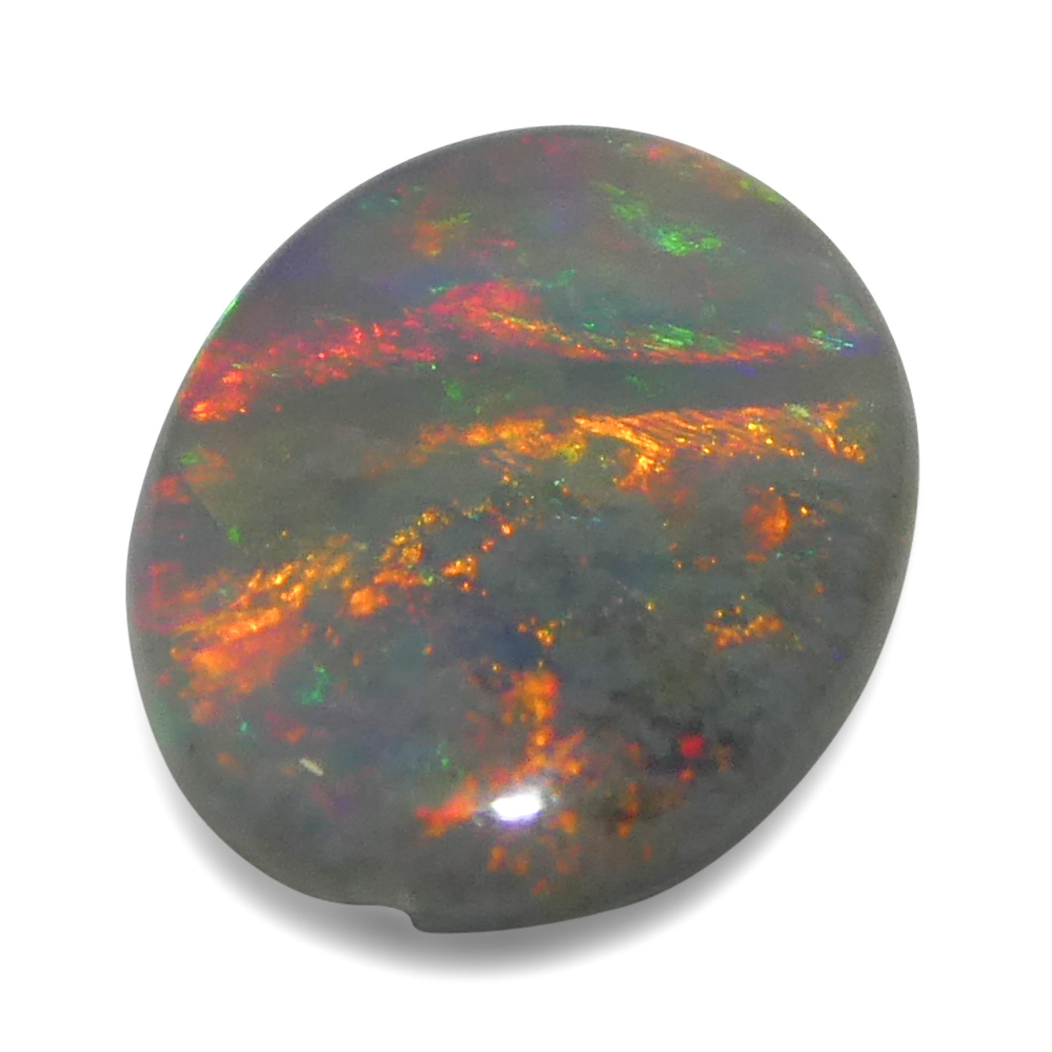 0.54ct Gray Oval Cabochon Opal from Australia, rare gemstone with play of color by SkyJems Canadian gem experts