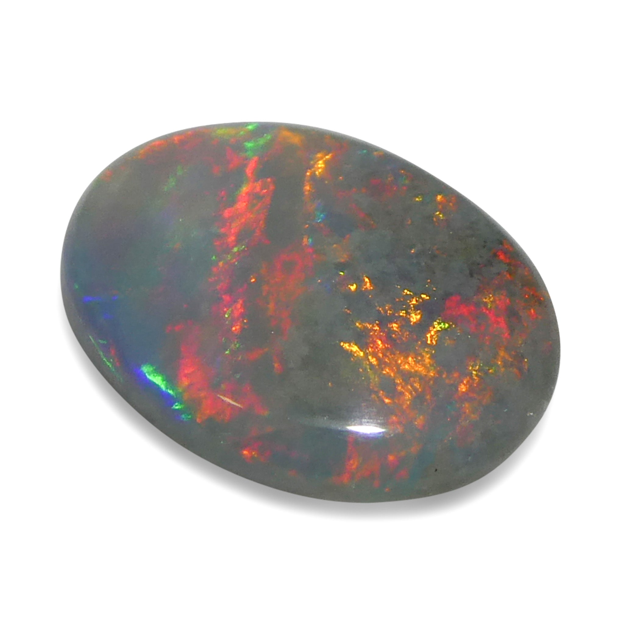 0.54ct Gray Oval Cabochon Opal from Australia, rare gemstone with play of color by SkyJems Canadian gem experts